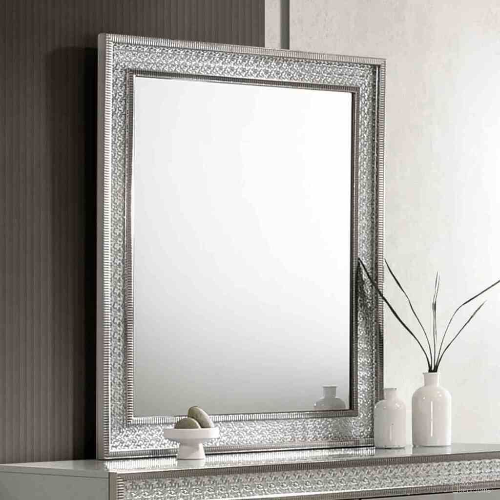 The appearance of Cassiopeia Rect Mirror In Metallic Gray designed by Furniture of America in the glam interior design. This metallic gray piece of furniture was selected by 1StopBedrooms from Cassiopeia Collection to add a touch of cosiness and style into your home. Sku: FM7254GY-M. Material: Engineered Wood.