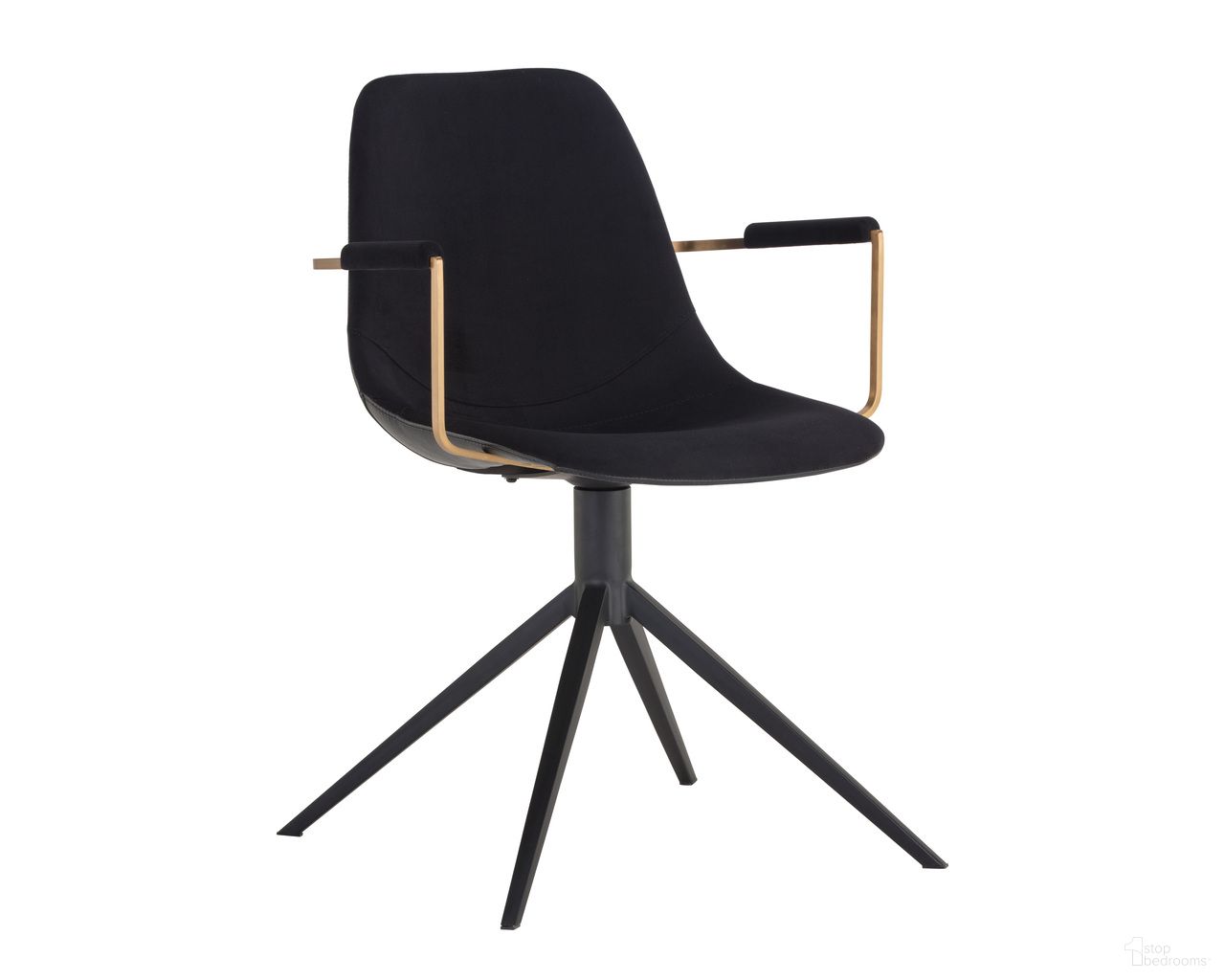 Cassius Swivel Dining Armchair In Abbington Black and Bravo Black