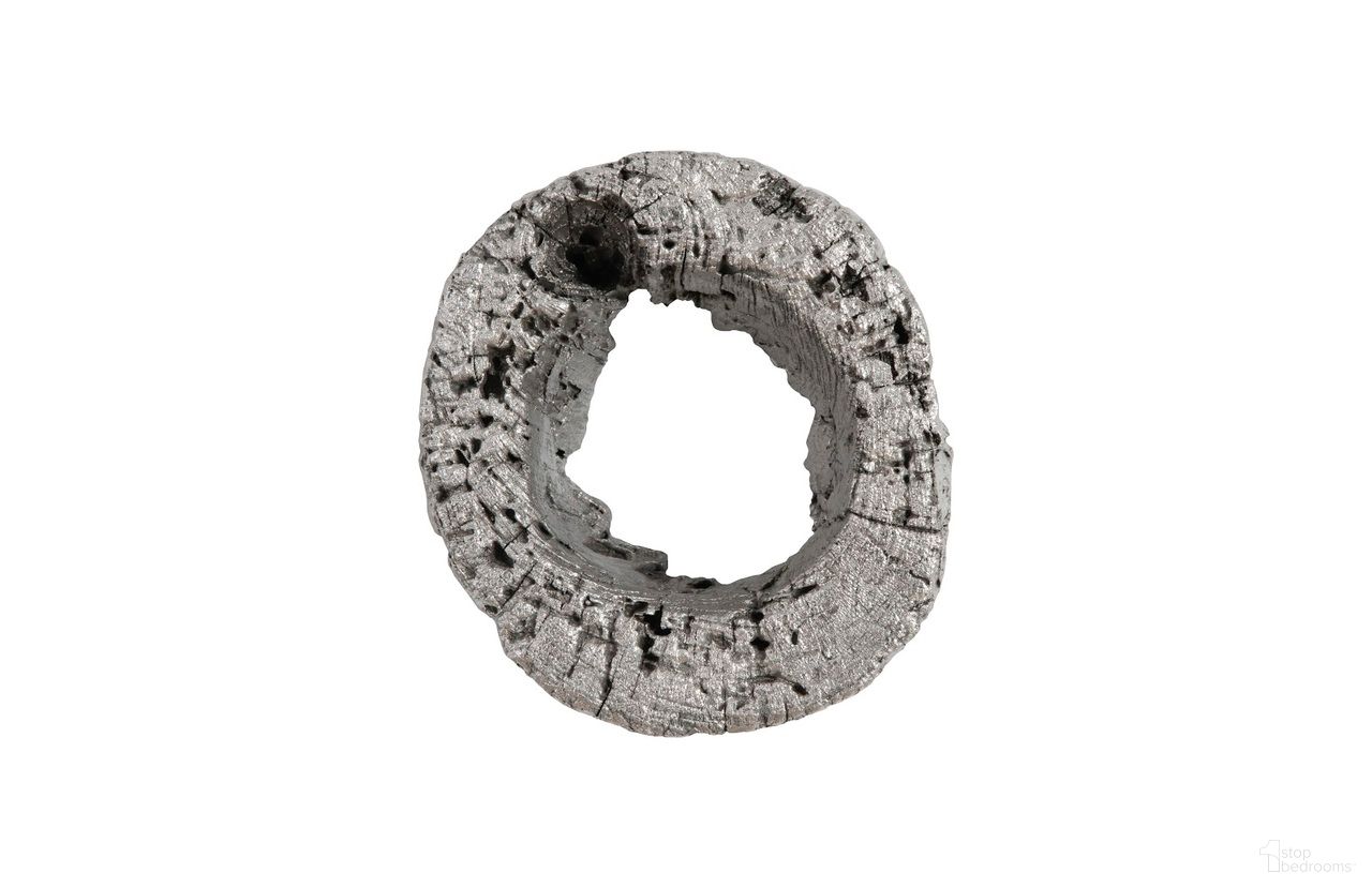 Cast Eroded Wood Circle Decorative Wall Tile In Silver and Black