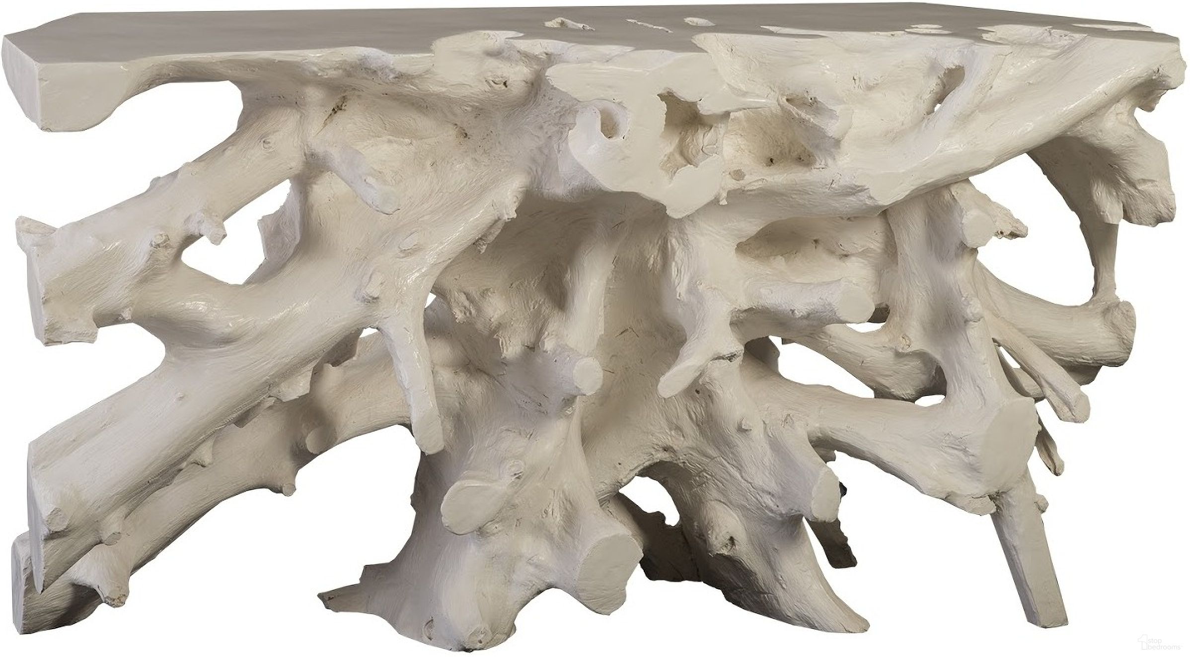 The appearance of Cast Root Console Table designed by Phillips Collection in the modern / contemporary interior design. This off white piece of furniture  was selected by 1StopBedrooms from Cast Naturals Collection to add a touch of cosiness and style into your home. Sku: PH86004. Material: Resin.