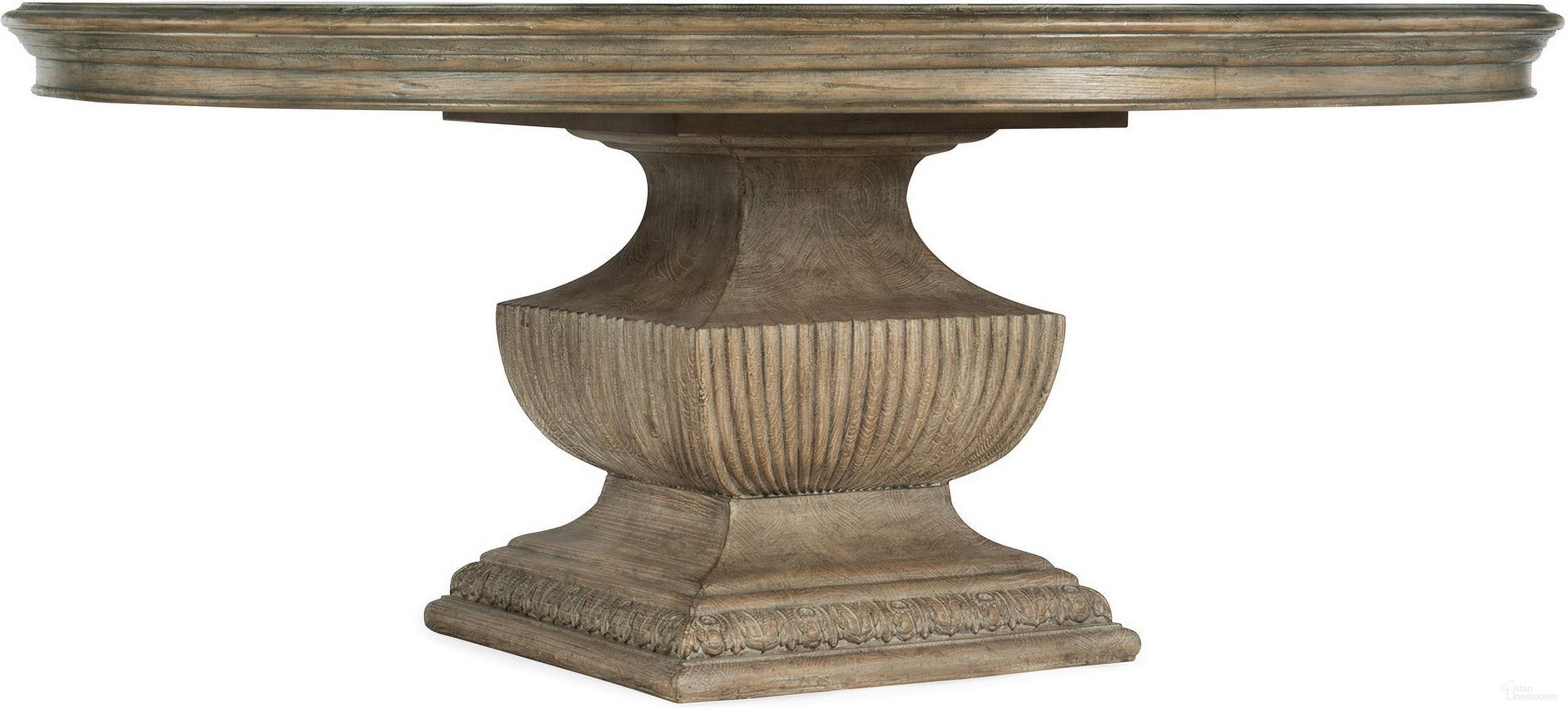 The appearance of Castella 60in Round Dining Table designed by Hooker in the traditional interior design. This medium wood piece of furniture  was selected by 1StopBedrooms from Castella Collection to add a touch of cosiness and style into your home. Sku: 5878-75001-80;5878-75002-80. Table Base Style: Pedestal. Table Top Shape: Round. Size: 60". Material: Hickory.