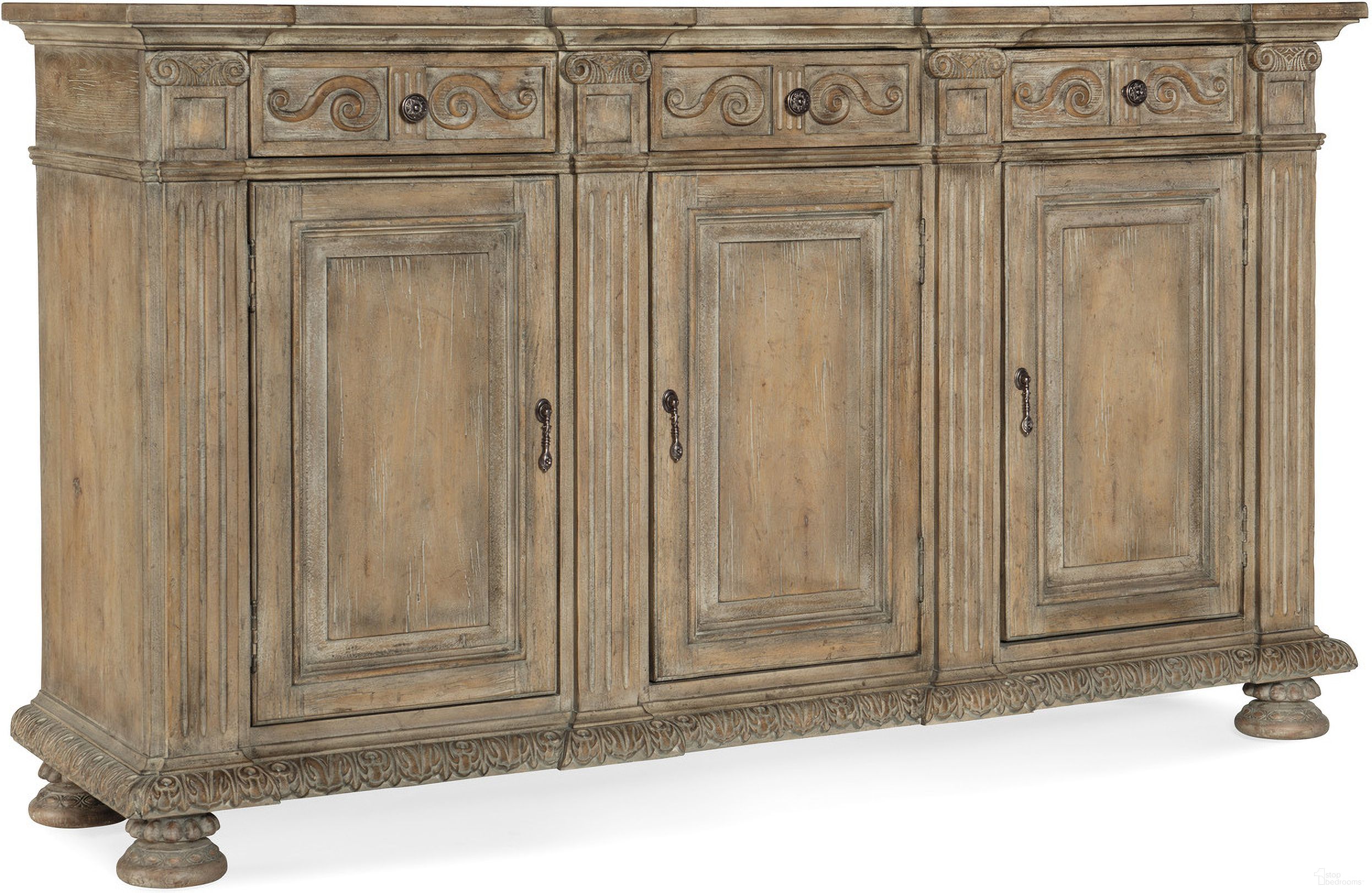 The appearance of Castella 72in Credenza designed by Hooker in the traditional interior design. This medium wood piece of furniture was selected by 1StopBedrooms from Castella Collection to add a touch of cosiness and style into your home. Sku: 5878-85001-80. Material: Walnut.