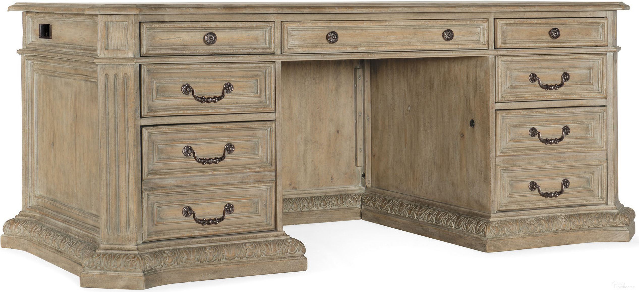 The appearance of Castella Executive Desk designed by Hooker in the traditional interior design. This medium wood piece of furniture was selected by 1StopBedrooms from Castella Collection to add a touch of cosiness and style into your home. Sku: 5878-10563-80. Material: Hickory.
