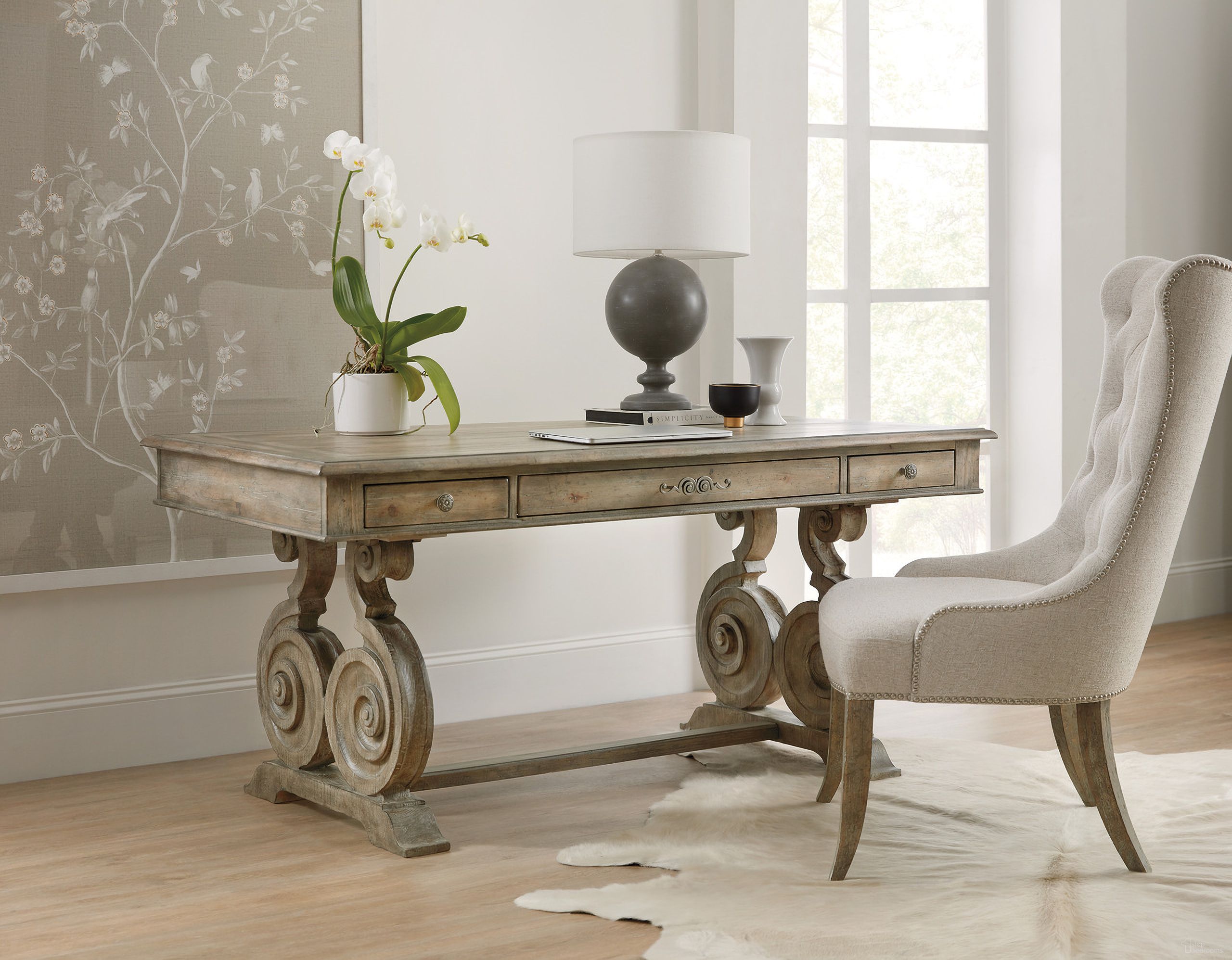 The appearance of Castella Medium Wood Home Office Set designed by Hooker in the traditional interior design. This medium wood piece of furniture was selected by 1StopBedrooms from Castella Collection to add a touch of cosiness and style into your home. Sku: 5878-10459-80;5878-75511-80. Material: Leather.