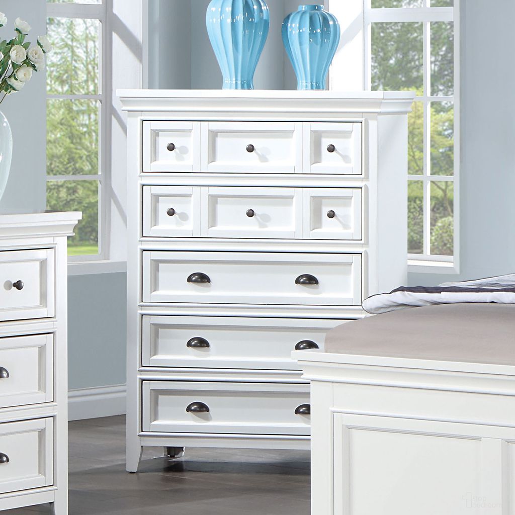 The appearance of Castile Chest In White designed by Furniture of America in the transitional interior design. This white piece of furniture was selected by 1StopBedrooms from Castile Collection to add a touch of cosiness and style into your home. Sku: CM7413WH-C. Material: Wood.