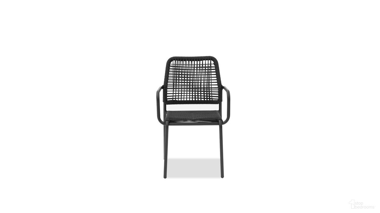 The appearance of Castile Dining Armchair Set of 4 In Coal Black designed by Mobital in the modern / contemporary interior design. This coal black piece of furniture  was selected by 1StopBedrooms from Castile Collection to add a touch of cosiness and style into your home. Sku: DAR-CAST-COAL-. Material: Rope. Chair Type: Arm Chair.