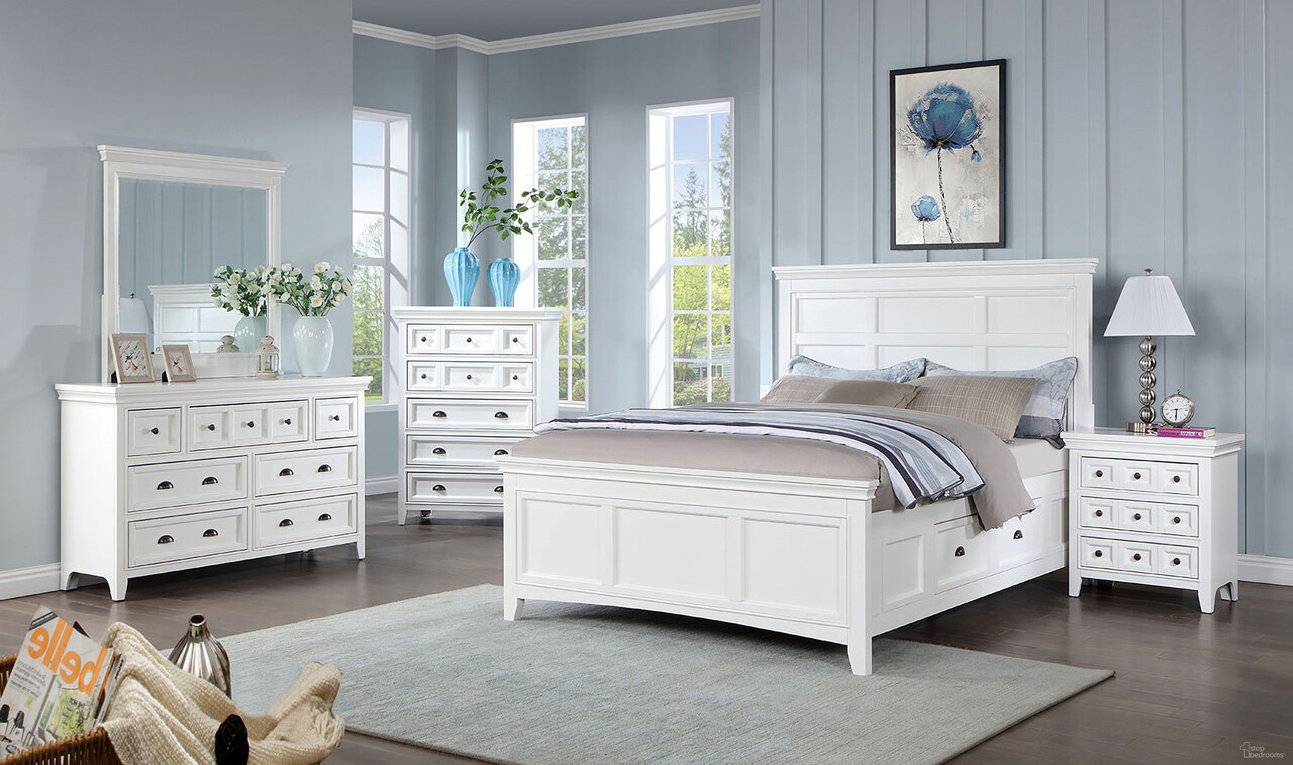The appearance of Castile Full Bed In White designed by Furniture of America in the transitional interior design. This white piece of furniture  was selected by 1StopBedrooms from Castile Collection to add a touch of cosiness and style into your home. Sku: CM7413WH-F-1;CM7413WH-F-2;CM7413WH-F-3;CM7413WH-4-DR. Bed Type: Storage Bed. Material: Wood. Bed Size: Full.