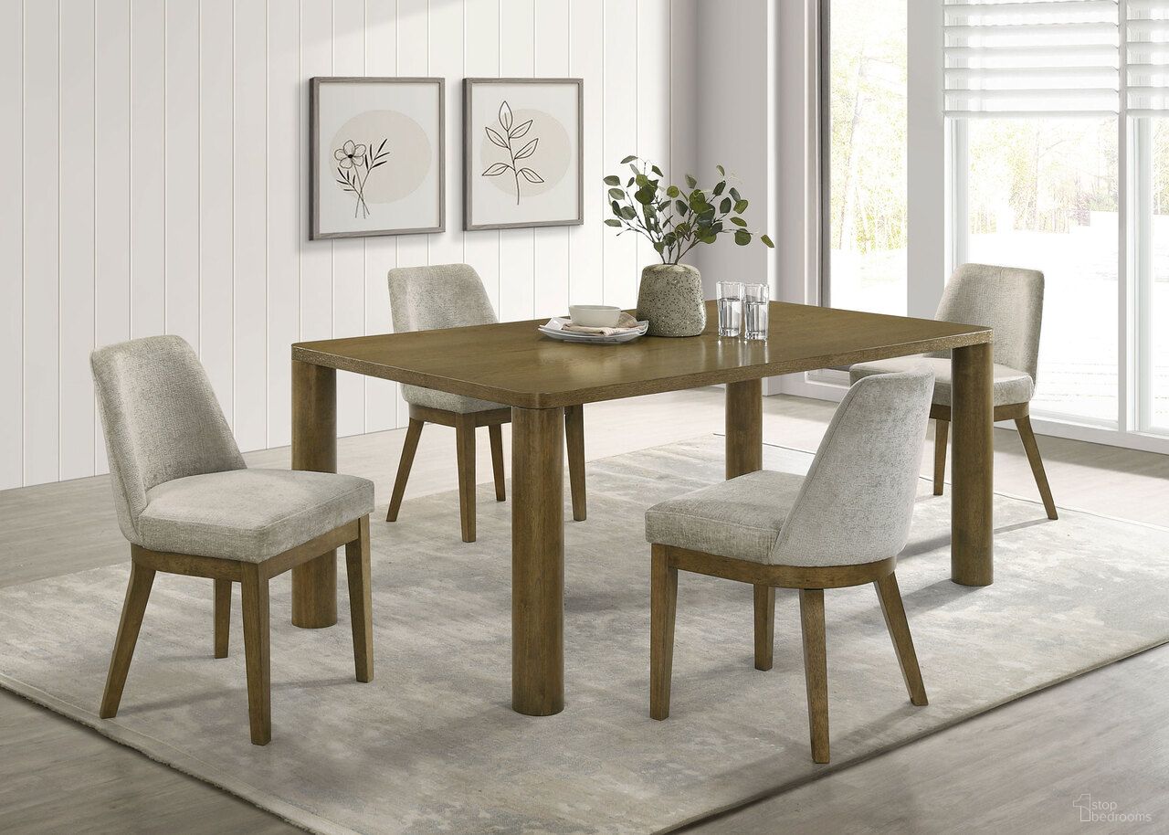 The appearance of Castlewood Rectangular Wood Dining Room Set In Brown Oak designed by Coaster in the transitional interior design. This brown oak piece of furniture  was selected by 1StopBedrooms from Castlewood Collection to add a touch of cosiness and style into your home. Sku: 109351B1;109351B2;109352. Table Top Shape: Rectangular. Size: 39" x 71". Material: Hardwood.