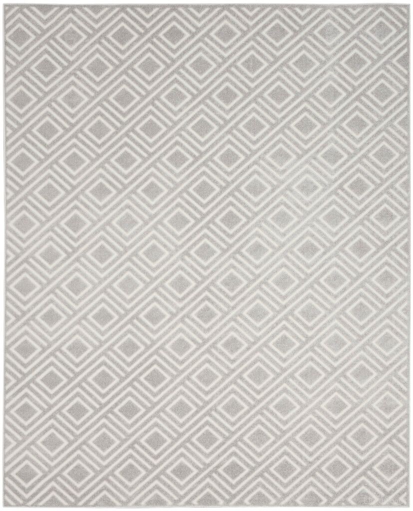 Casual 9'2" x 12' Modern Indoor Rug In Light Grey