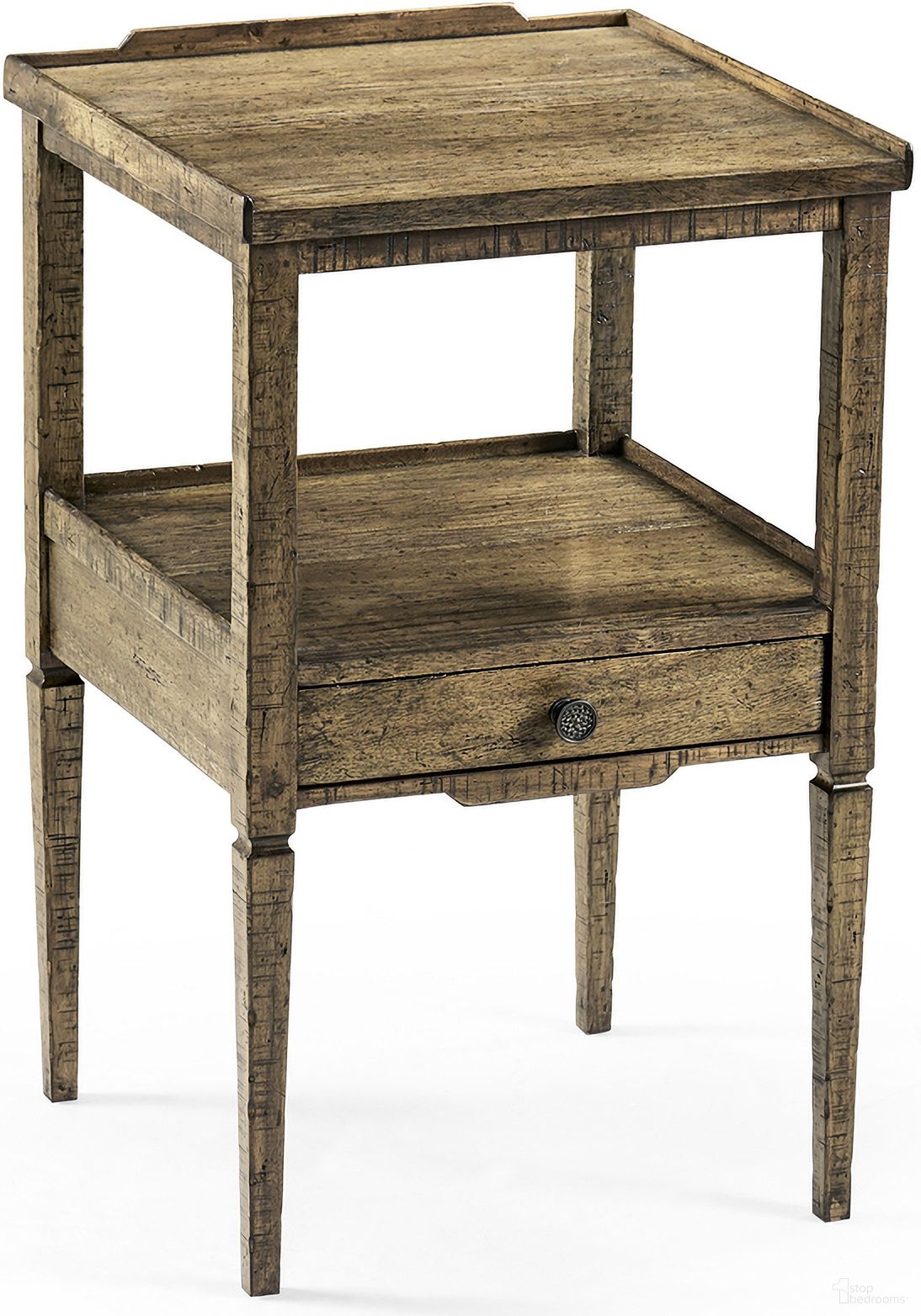 The appearance of Casual Accents Square End Table In Medium Driftwood designed by Jonathan Charles in the transitional interior design. This driftwood piece of furniture  was selected by 1StopBedrooms from Casual Collection to add a touch of cosiness and style into your home. Sku: 491023-DTM. Material: Wood.
