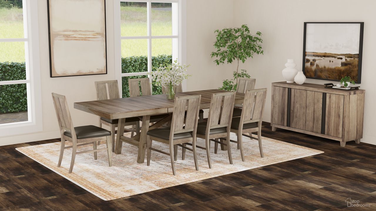Casual Loft 100.25 Inch Dining Room Set In Roasted Hazelnut