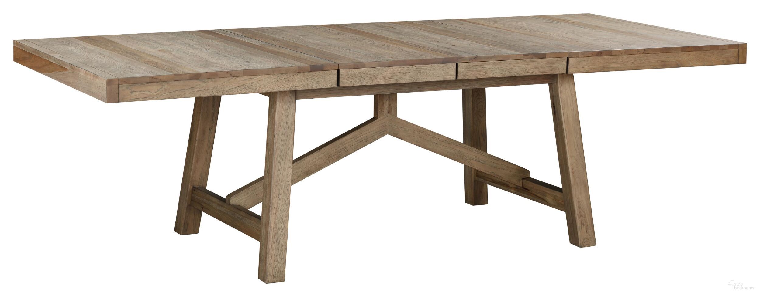 The appearance of Casual Loft 100.25 Inch Trestle Table In Roasted Hazelnut designed by A-America in the modern / contemporary interior design. This roasted hazelnut piece of furniture was selected by 1StopBedrooms from Casual Loft Collection to add a touch of cosiness and style into your home. Sku: CAURH6300. Table Base Style: Trestle. Material: Hickory. Size: 100" x 42".