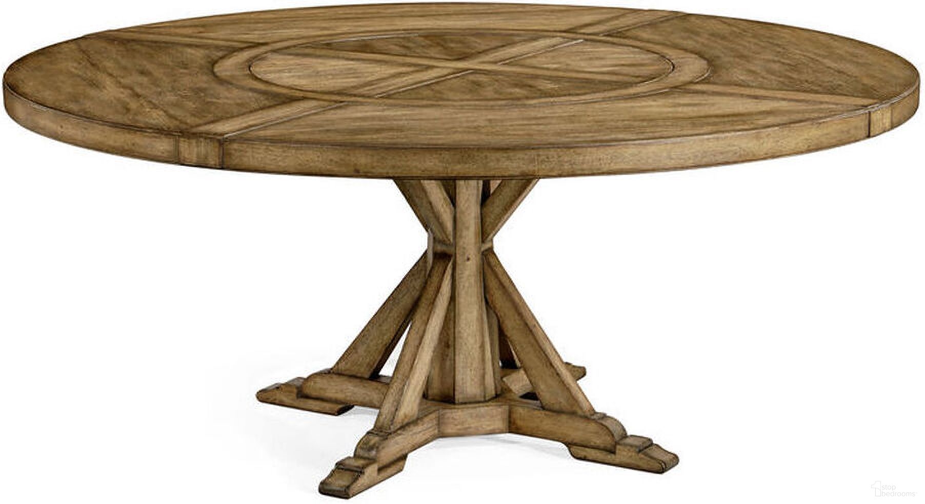 The appearance of Casually Country 72 Inch Solid Wood Round Dining Table In Medium Driftwood designed by Jonathan Charles in the transitional interior design. This driftwood piece of furniture was selected by 1StopBedrooms from Casual Collection to add a touch of cosiness and style into your home. Sku: 491101-72D-DTM. Table Base Style: Pedestal. Table Top Shape: Round. Material: Wood. Size: 72".