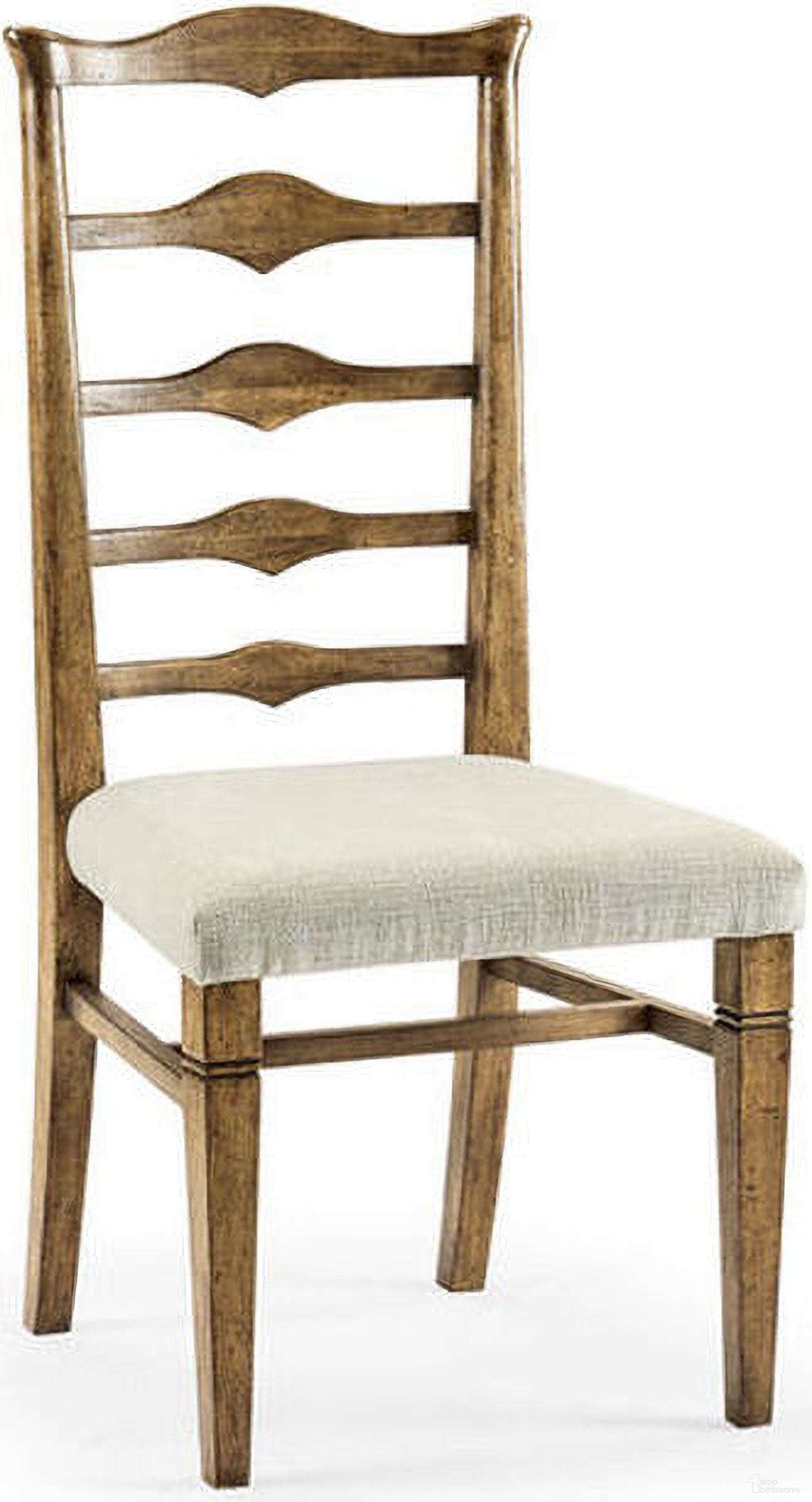 The appearance of Casually Country Upholstered Shambala Pompano Ladderback Accent Side Chair In Medium Driftwood designed by Jonathan Charles in the transitional interior design. This driftwood piece of furniture  was selected by 1StopBedrooms from Casual Collection to add a touch of cosiness and style into your home. Sku: 491198-SC-DTM-F400. Material: Fabric. Chair Type: Side Chair.