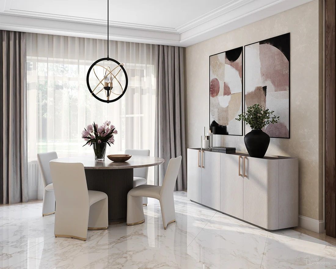 Cataldi 59 Inch Cataldi Dining Room Set In Cappuccino and Taupe