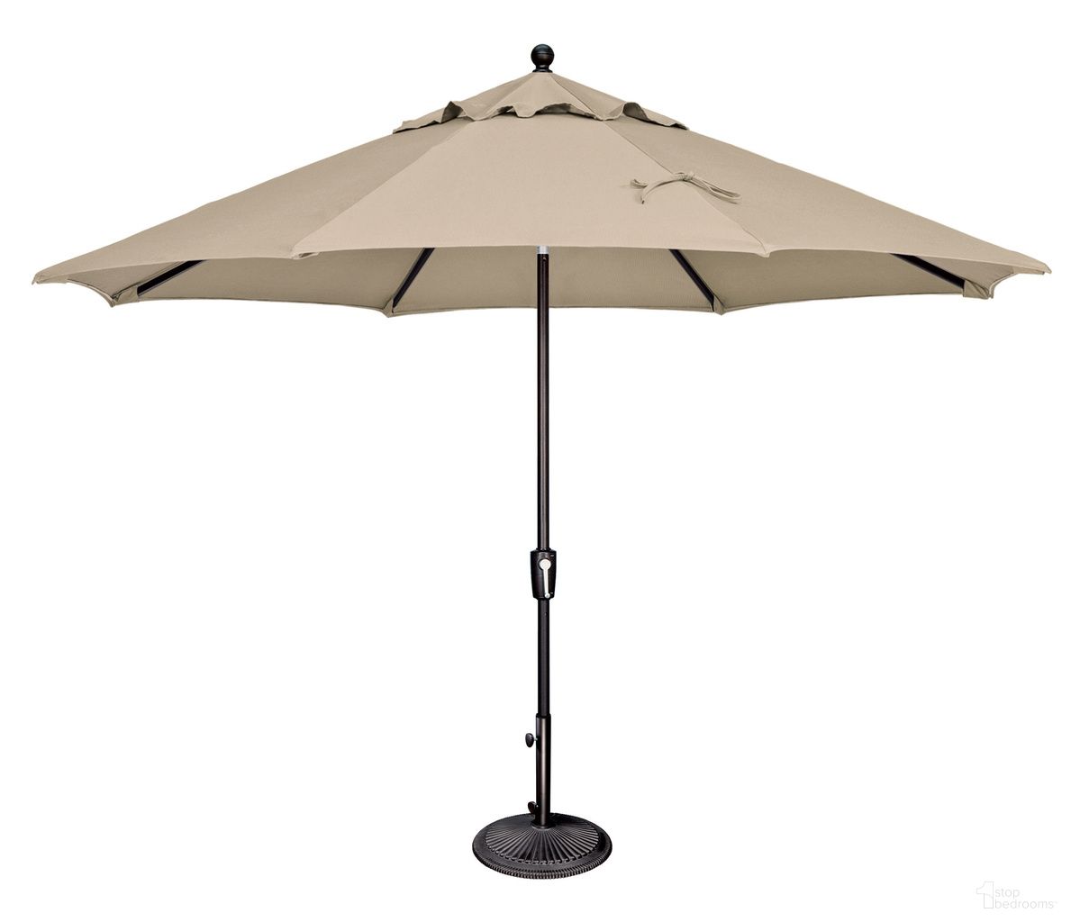 Catalina 11' Octagon Push Button Tilt Umbrella In Antique Beige and Black