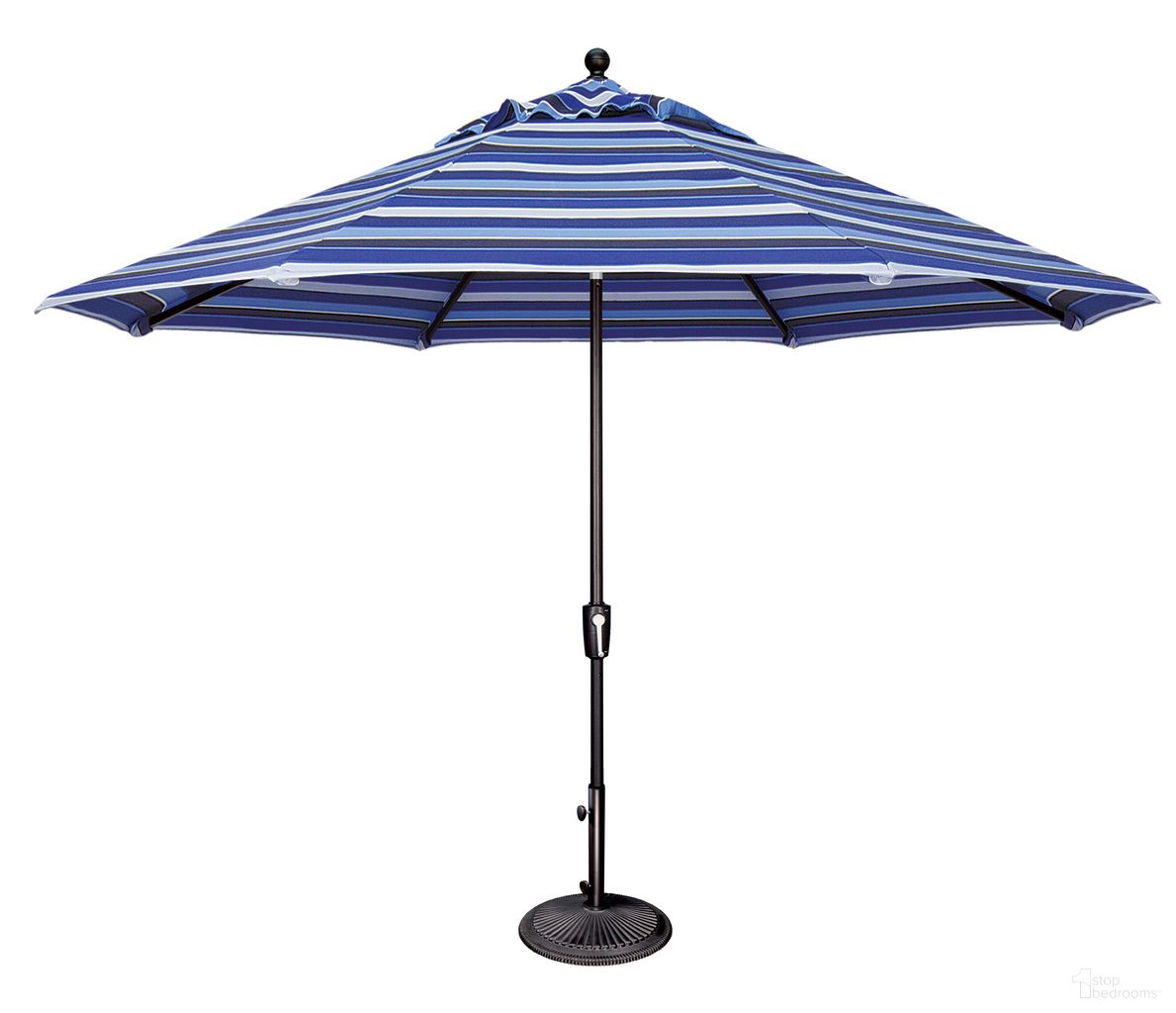 Catalina 11' Octagon Push Button Tilt Umbrella In Milano Cobalt Stripe