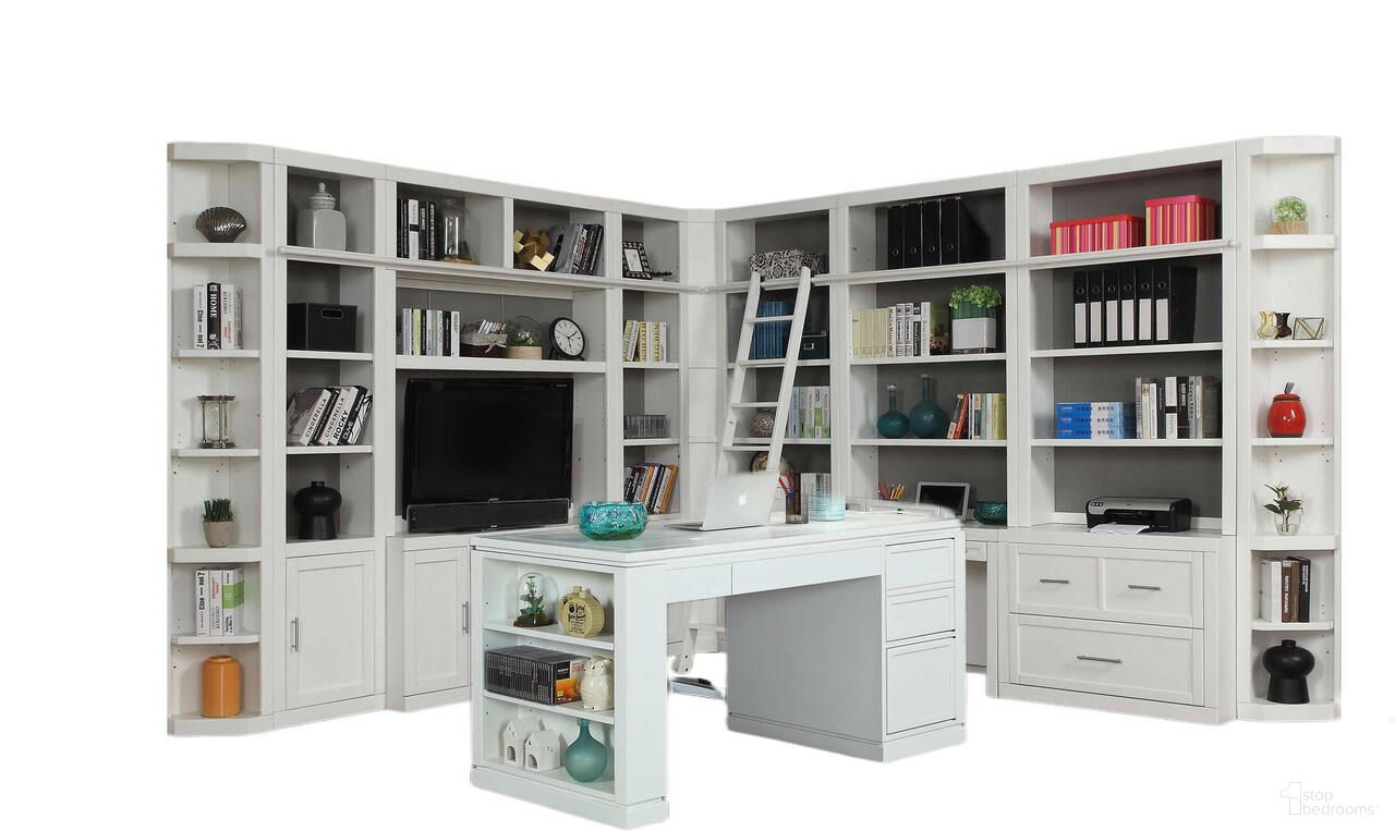 Catalina 12 Piece Corner Library Wall With Writing Desk In White