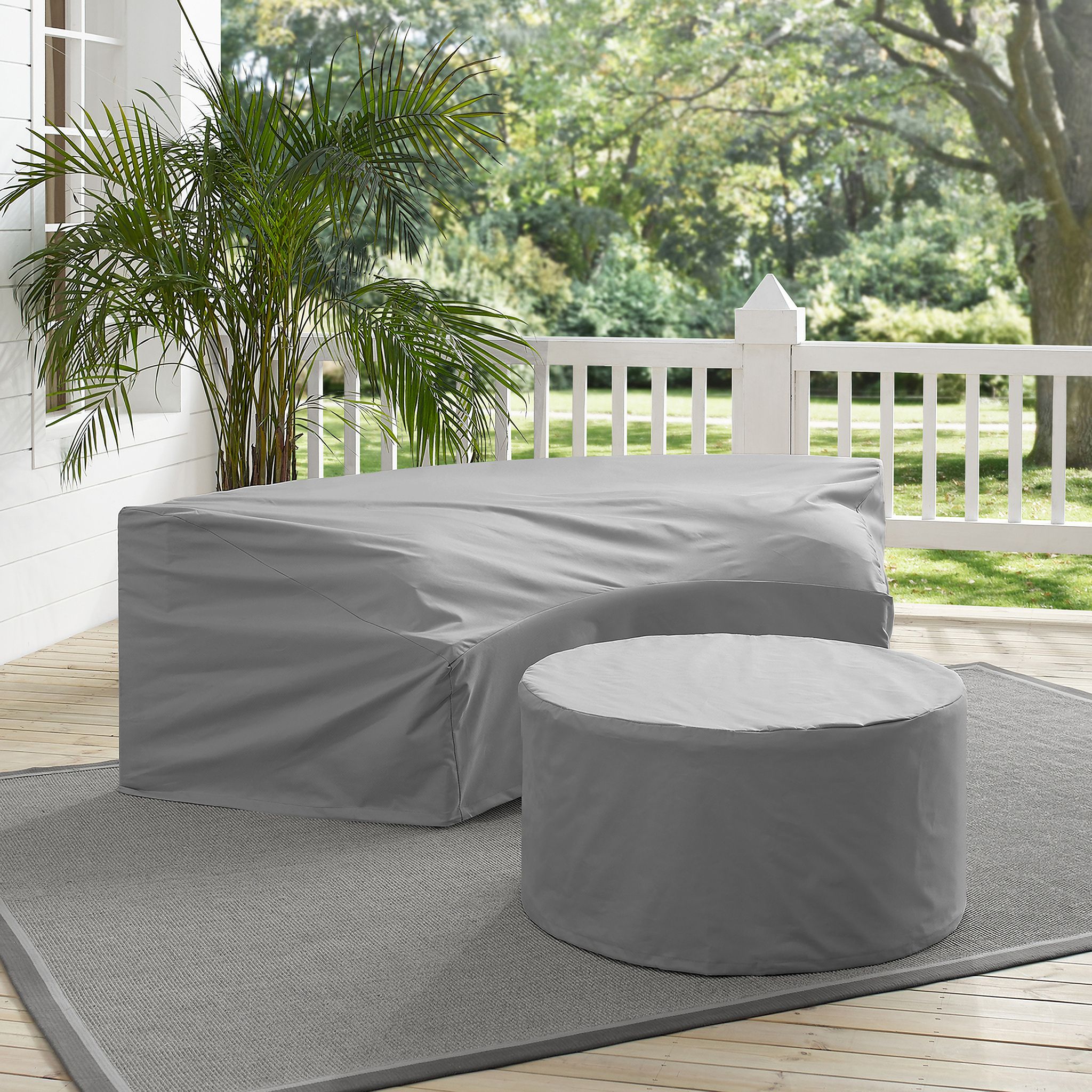 The appearance of Catalina 2 Piece Outdoor Furniture Cover Set In Gray designed by Crosley Brands in the modern / contemporary interior design. This gray piece of furniture was selected by 1StopBedrooms from Catalina Collection to add a touch of cosiness and style into your home. Sku: CO7508-GY;CO7505-GY. Material: PVC.