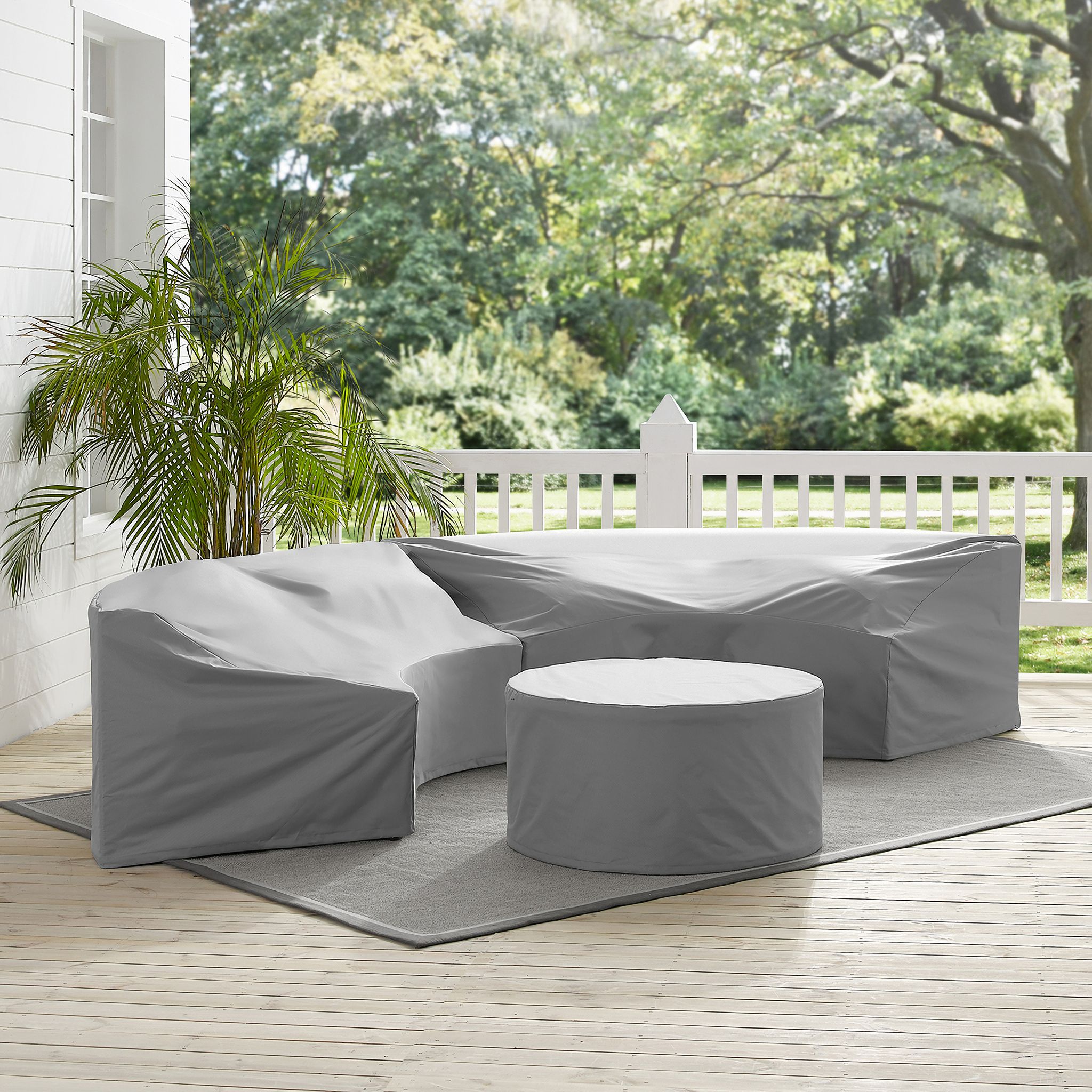 The appearance of Catalina 3 Piece Outdoor Furniture Cover Set In Gray designed by Crosley Brands in the modern / contemporary interior design. This gray piece of furniture was selected by 1StopBedrooms from Catalina Collection to add a touch of cosiness and style into your home. Sku: CO7508-GY;CO7505-GY;CO7505-GY. Material: PVC.
