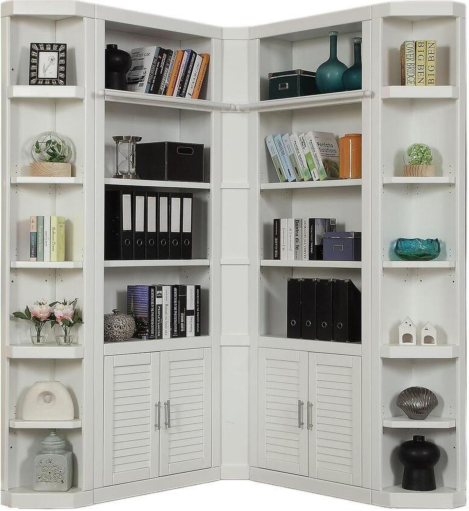 The appearance of Catalina 5 Piece Corner Library Wall In White designed by Parker House in the coastal interior design. This white piece of furniture was selected by 1StopBedrooms from Catalina Collection to add a touch of cosiness and style into your home. Sku: CAT#430;CAT#430;CAT#450;CAT#450;CAT#456. Material: Wood Veneer.