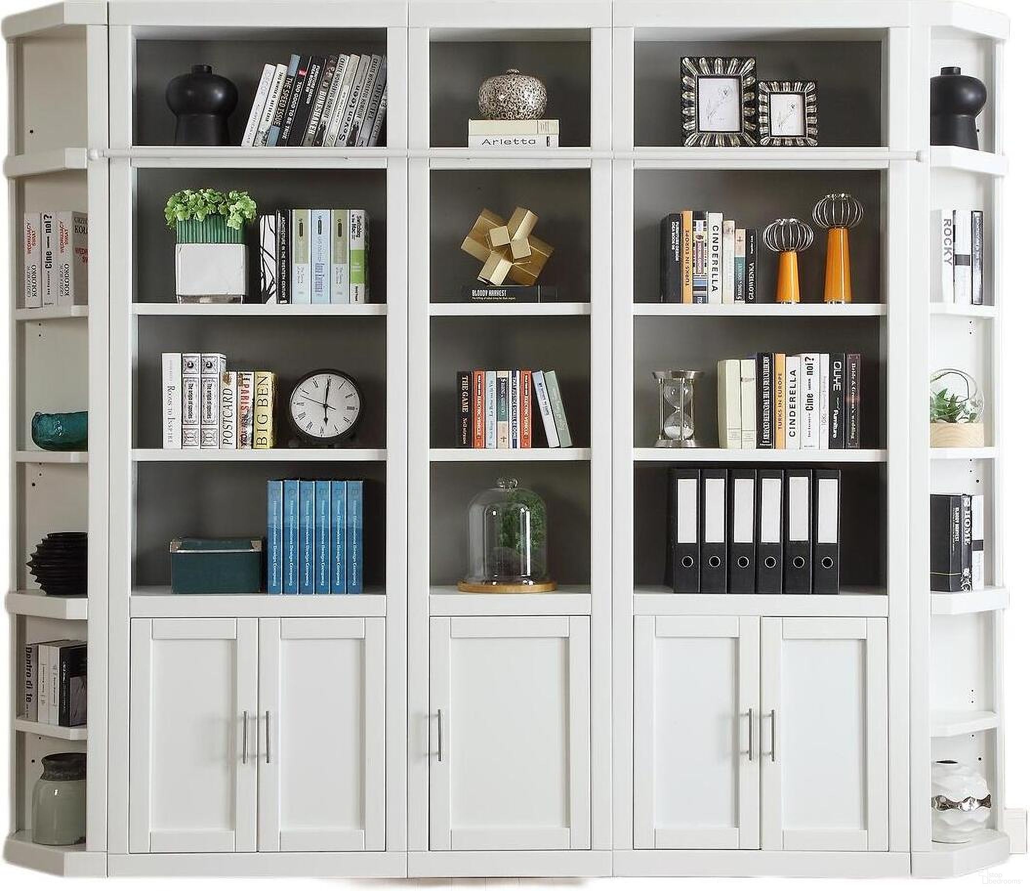 The appearance of Catalina 5 Piece Library Wall In White designed by Parker House in the coastal interior design. This white piece of furniture was selected by 1StopBedrooms from Catalina Collection to add a touch of cosiness and style into your home. Sku: CAT#420;CAT#430;CAT#430;CAT#450;CAT#450. Material: Wood Veneer.