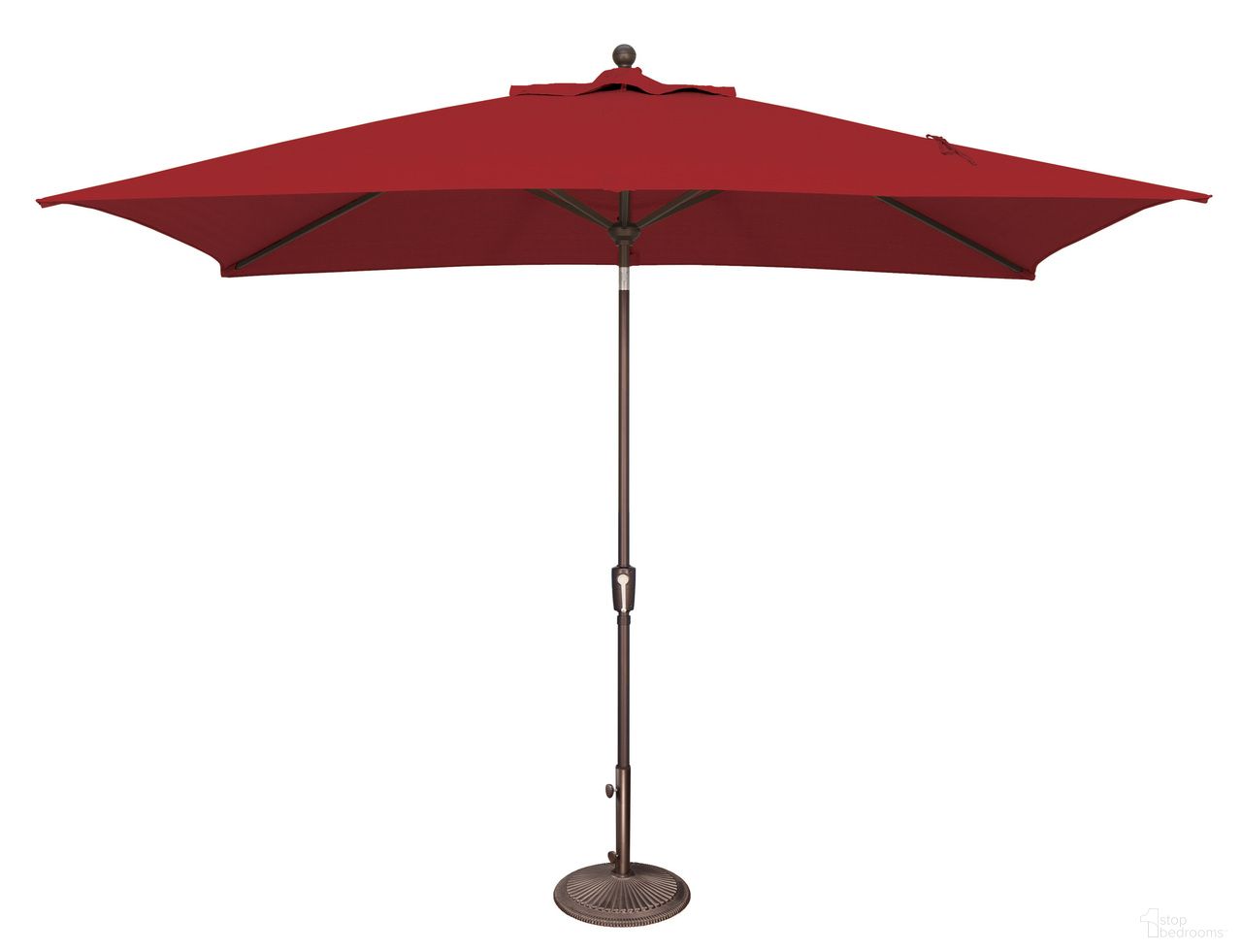 Catalina 6.6' x 10' Rectangle Push Button Tilt Umbrella In Really Red and Bronze