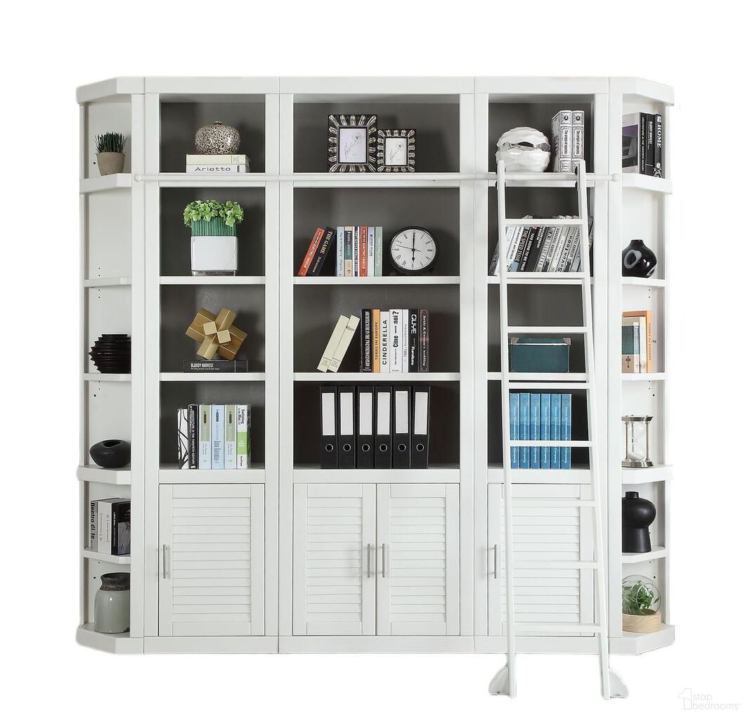 The appearance of Catalina 6 Piece Library Wall With Ladder In White designed by Parker House in the coastal interior design. This white piece of furniture was selected by 1StopBedrooms from Catalina Collection to add a touch of cosiness and style into your home. Sku: CAT#420;CAT#420;CAT#430;CAT#450;CAT#450;CAT#495. Material: Poplar.