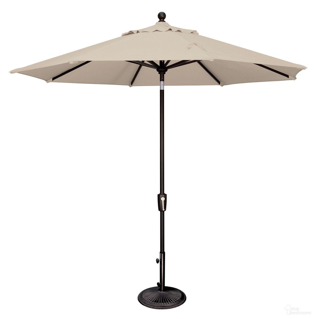 Catalina 9' Octagon Push Button Tilt Umbrella In Antique Beige and Black