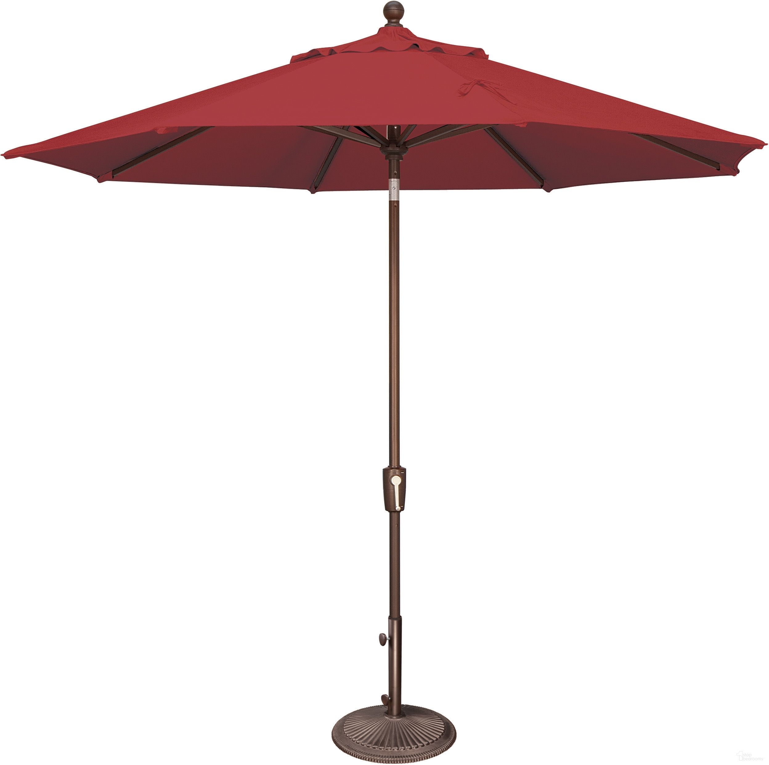 Catalina 9' Octagon Push Button Tilt Umbrella In Really Red and Bronze