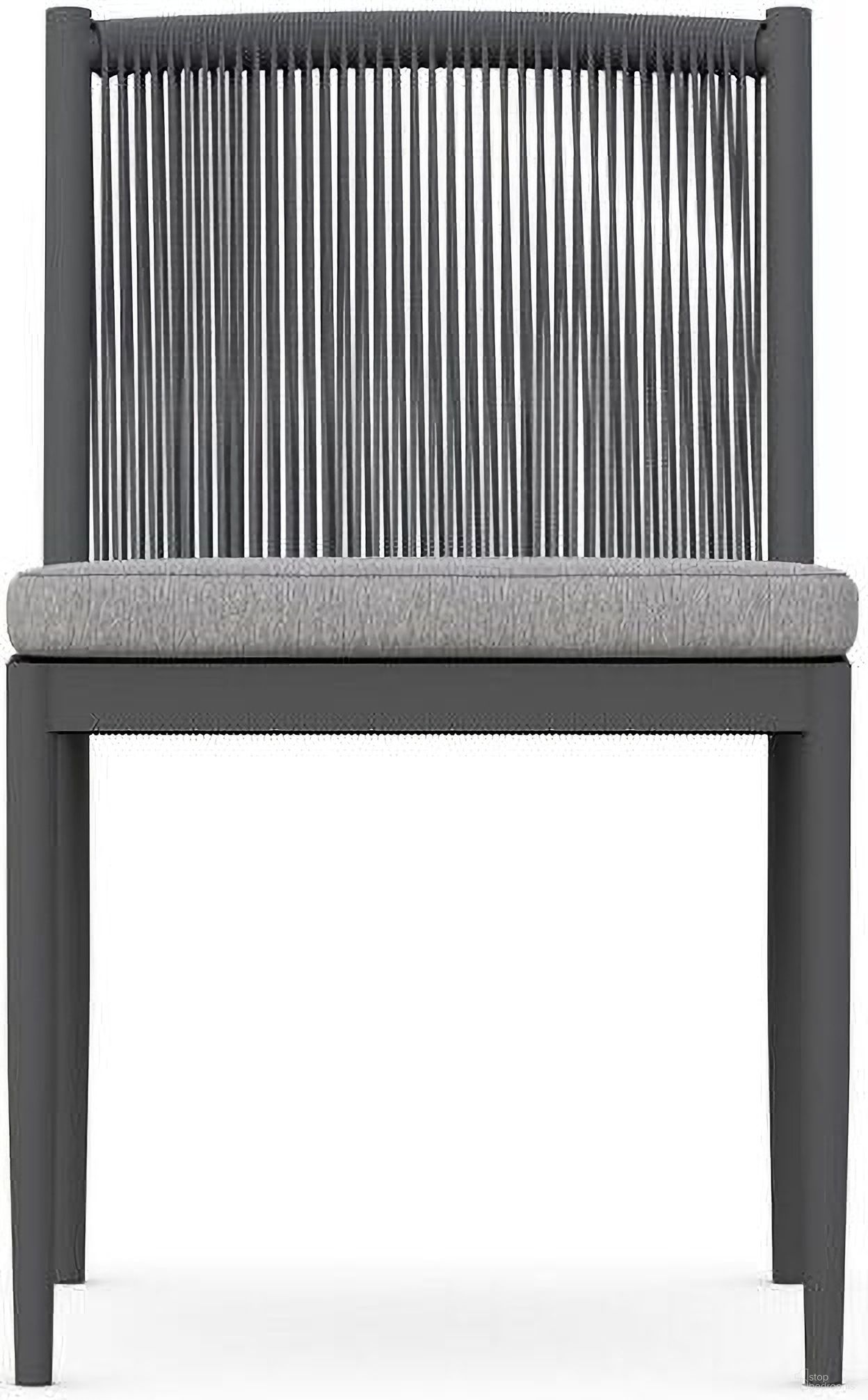 The appearance of Catalina Armless Dining Chair with Cushion In Moon and Matte Charcoal designed by Azzurro Living in the coastal interior design. This moon/matte charcoal piece of furniture  was selected by 1StopBedrooms from Catalina Collection to add a touch of cosiness and style into your home. Sku: CAT-R07DA-CU. Material: Aluminum.