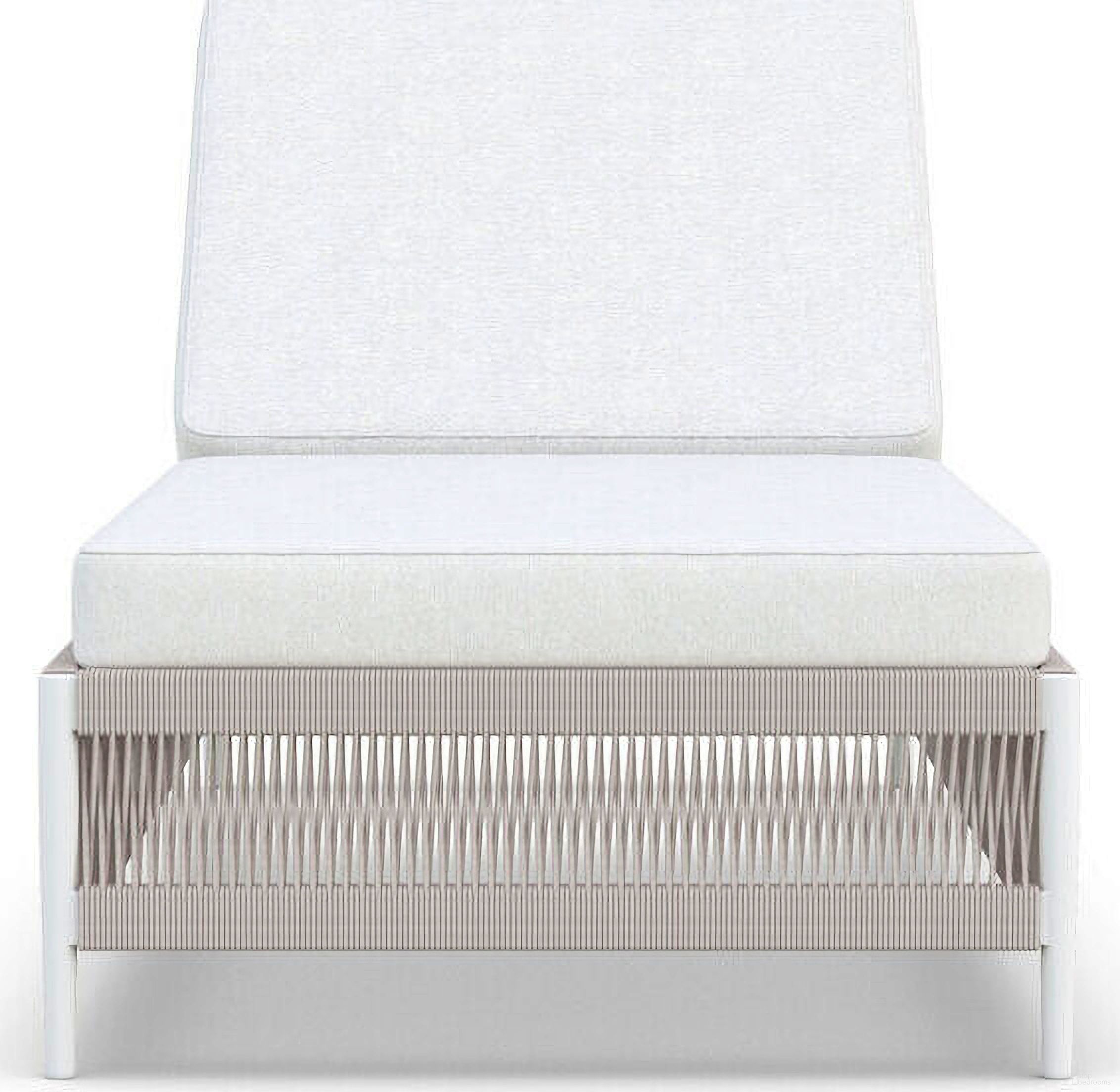 The appearance of Catalina Chaise Lounge with Cushion In Polar and Matte White designed by Azzurro Living in the coastal interior design. This polar/matte white piece of furniture was selected by 1StopBedrooms from Catalina Collection to add a touch of cosiness and style into your home. Sku: CAT-R03L1-CU. Material: Aluminum.