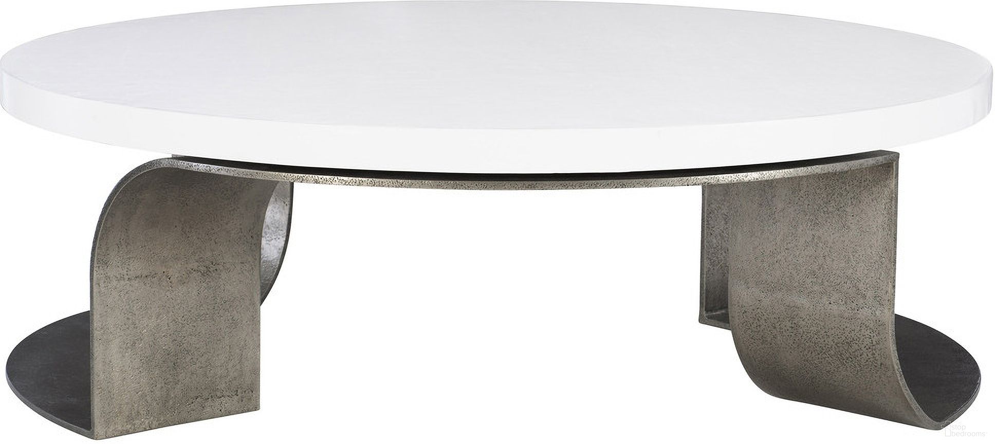 The appearance of Catalina Round Cocktail Table designed by Bernhardt in the transitional interior design. This white plaster/graphite piece of furniture  was selected by 1StopBedrooms from Catalina Collection to add a touch of cosiness and style into your home. Sku: 301014. Material: Aluminum.