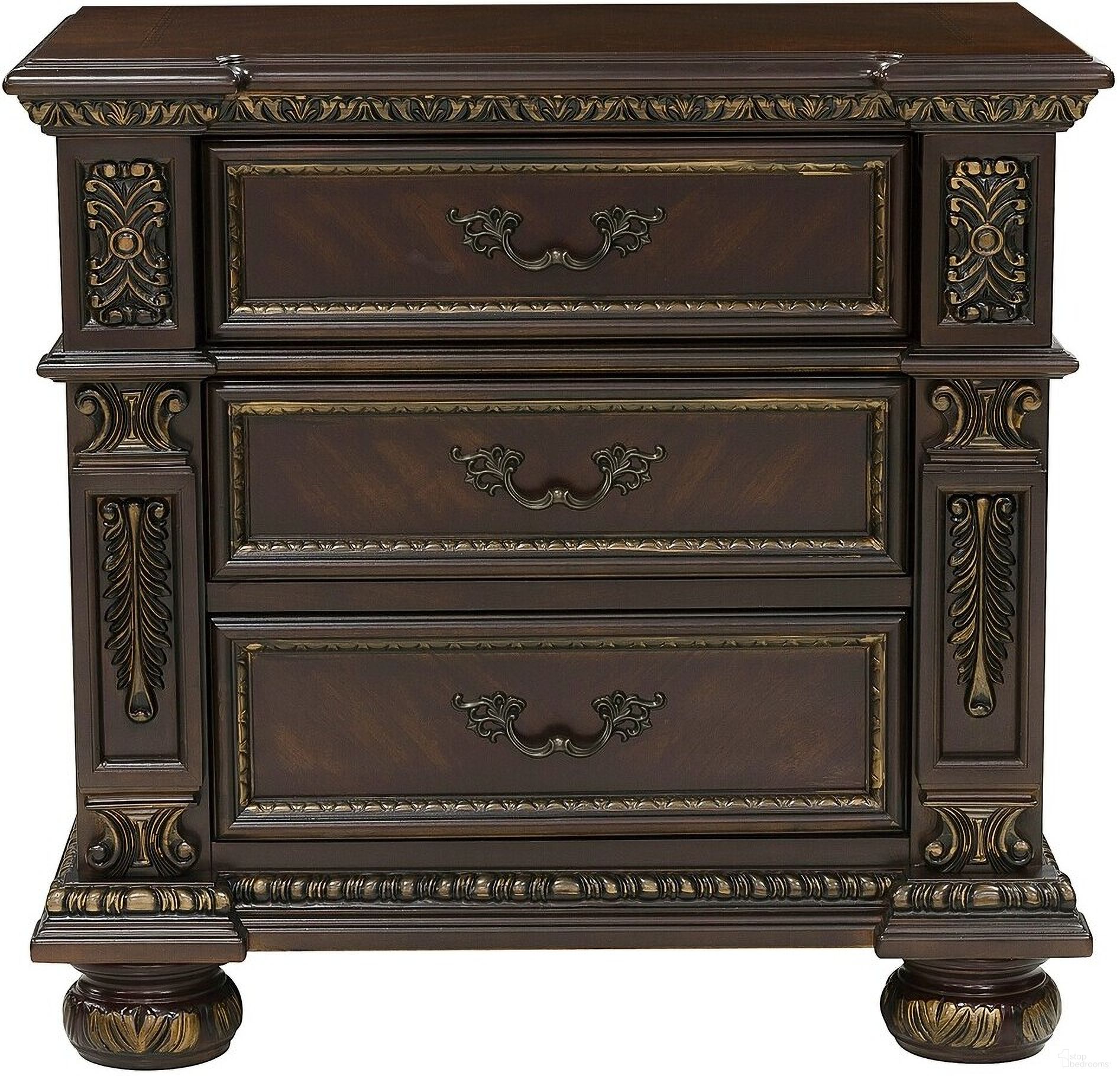 The appearance of Catalonia Cherry Nightstand designed by Homelegance in the transitional interior design. This brown piece of furniture  was selected by 1StopBedrooms from Catalonia Collection to add a touch of cosiness and style into your home. Sku: 1824-4. Material: Wood.