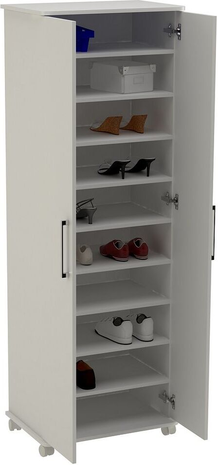 Manhattan Comfort Minetta 14-Pair Mid Century Shoe Closet in White