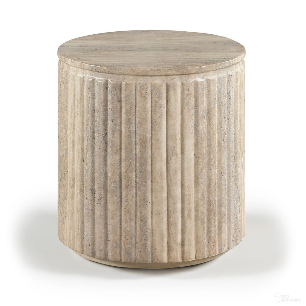 The appearance of Catania Concrete Indoor and Outdoor End Table In Travertine designed by Meridian in the modern / contemporary interior design. This travertine piece of furniture  was selected by 1StopBedrooms from Catania Collection to add a touch of cosiness and style into your home. Sku: 874Travertine-ET. Material: Concrete.