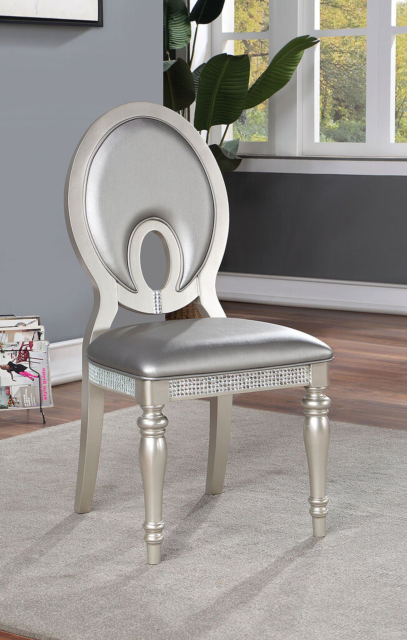 The appearance of Cathalina Side Chair Set of 2 In Silver designed by Furniture of America in the transitional interior design. This silver piece of furniture was selected by 1StopBedrooms from Cathalina Collection to add a touch of cosiness and style into your home. Sku: CM3541SV-SC-2PK. Material: Wood. Chair Type: Side Chair.