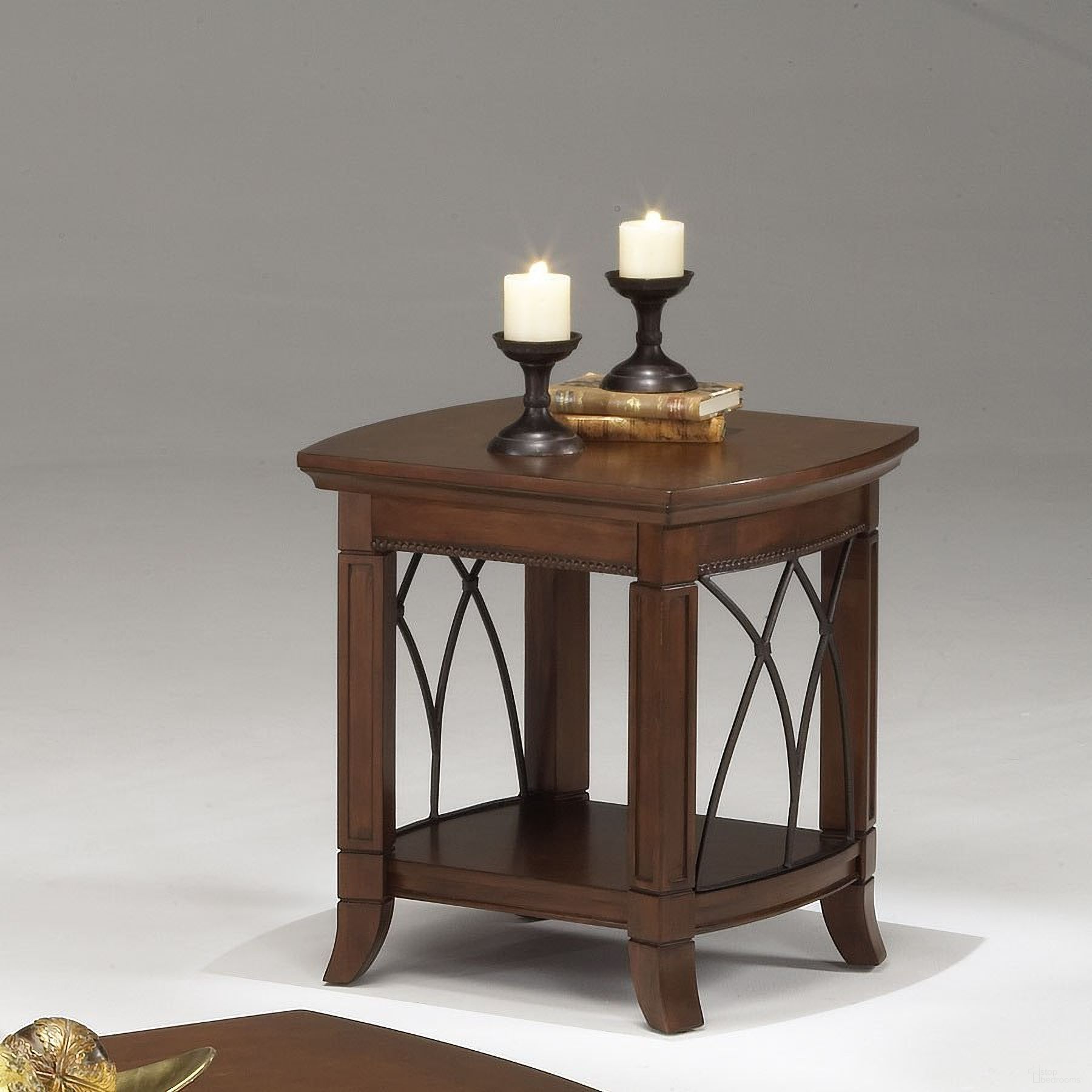 The appearance of Cathedral End Table designed by Bernell in the transitional interior design. This cherry piece of furniture was selected by 1StopBedrooms from Cathedral Collection to add a touch of cosiness and style into your home. Sku: 8621. Material: Rubberwood.