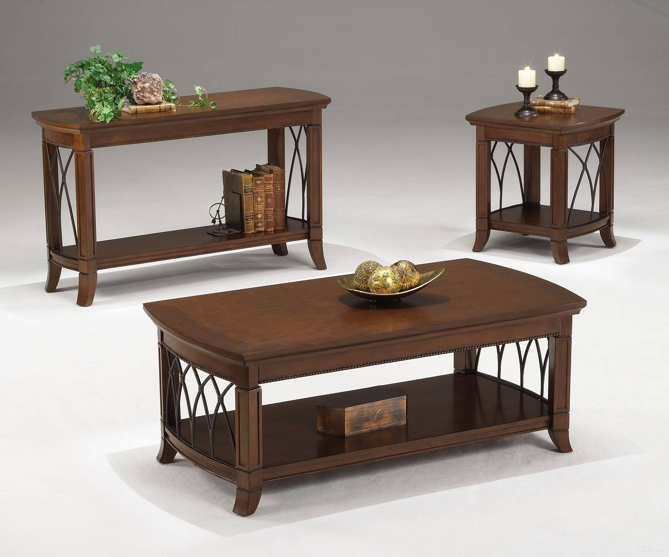 The appearance of Cathedral Occasional Table Set designed by Bernell in the traditional interior design. This cherry piece of furniture  was selected by 1StopBedrooms from Cathedral Collection to add a touch of cosiness and style into your home. Sku: 8620;8621. Material: Rubberwood.