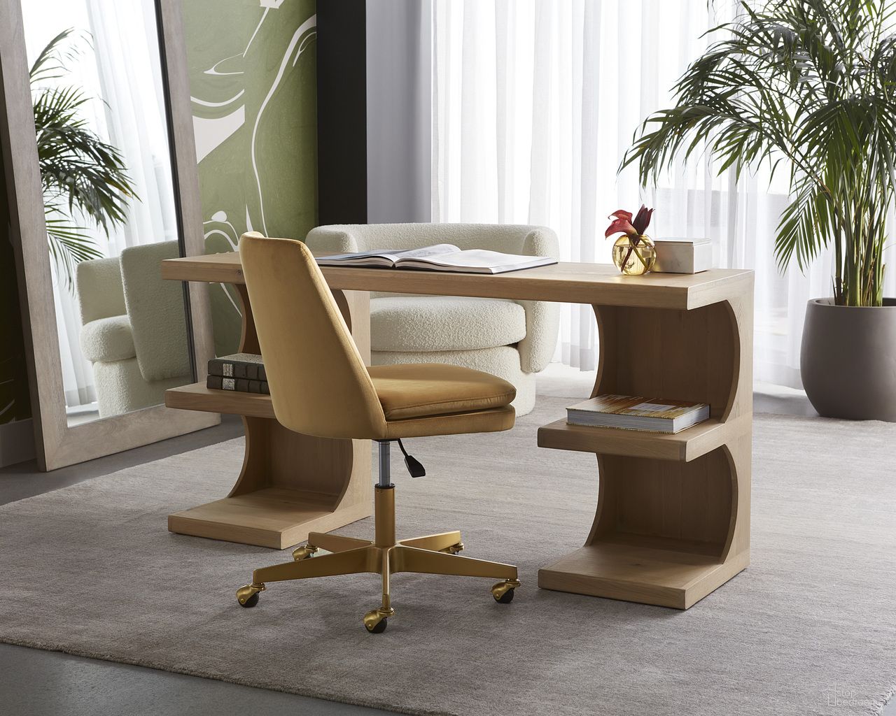 Catrine Home Office Set In Rustic Oak