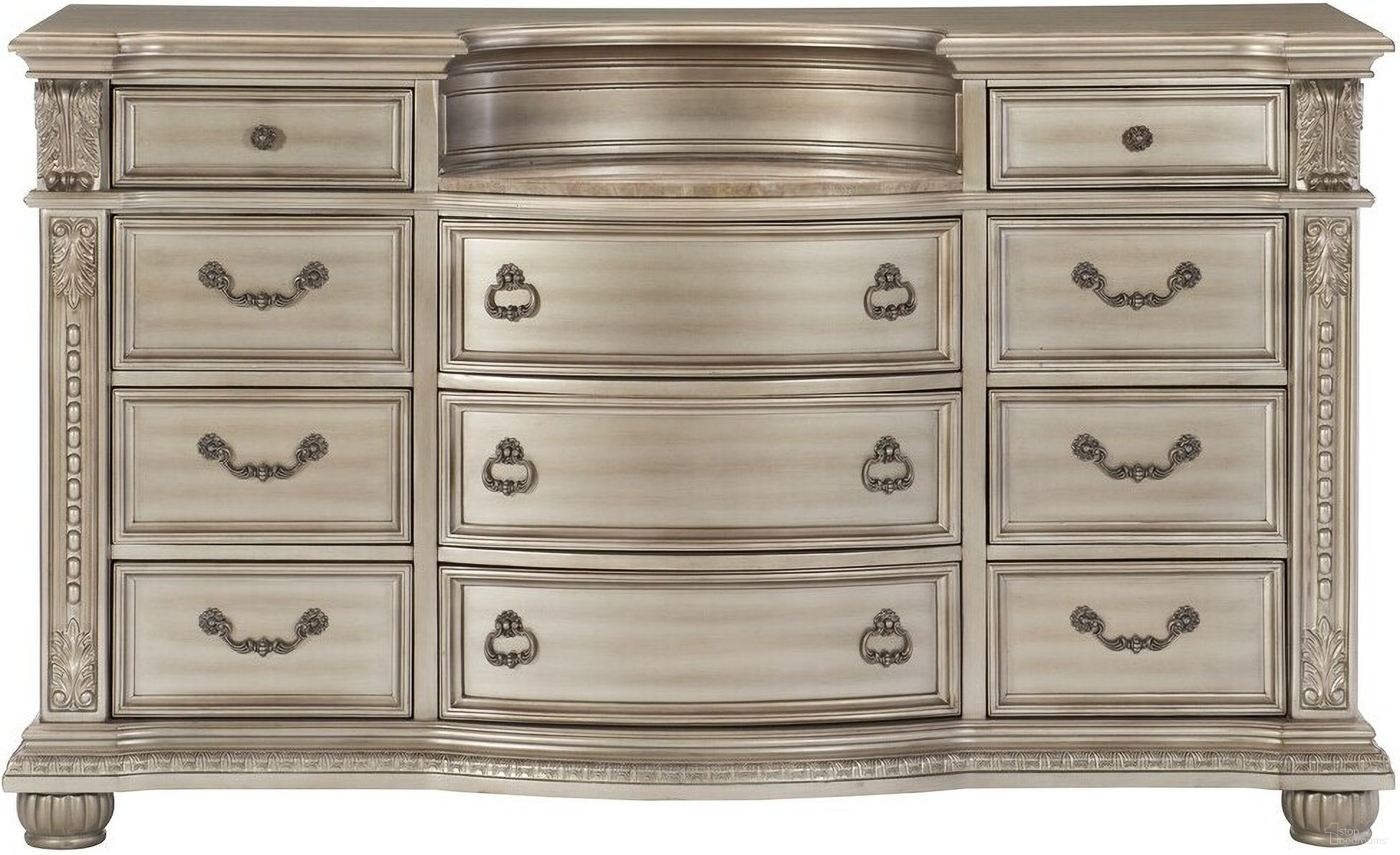 The appearance of Cavalier Silver Dresser designed by Homelegance in the transitional interior design. This silver piece of furniture was selected by 1StopBedrooms from Cavalier Collection to add a touch of cosiness and style into your home. Sku: 1757SV-5. Material: Wood.
