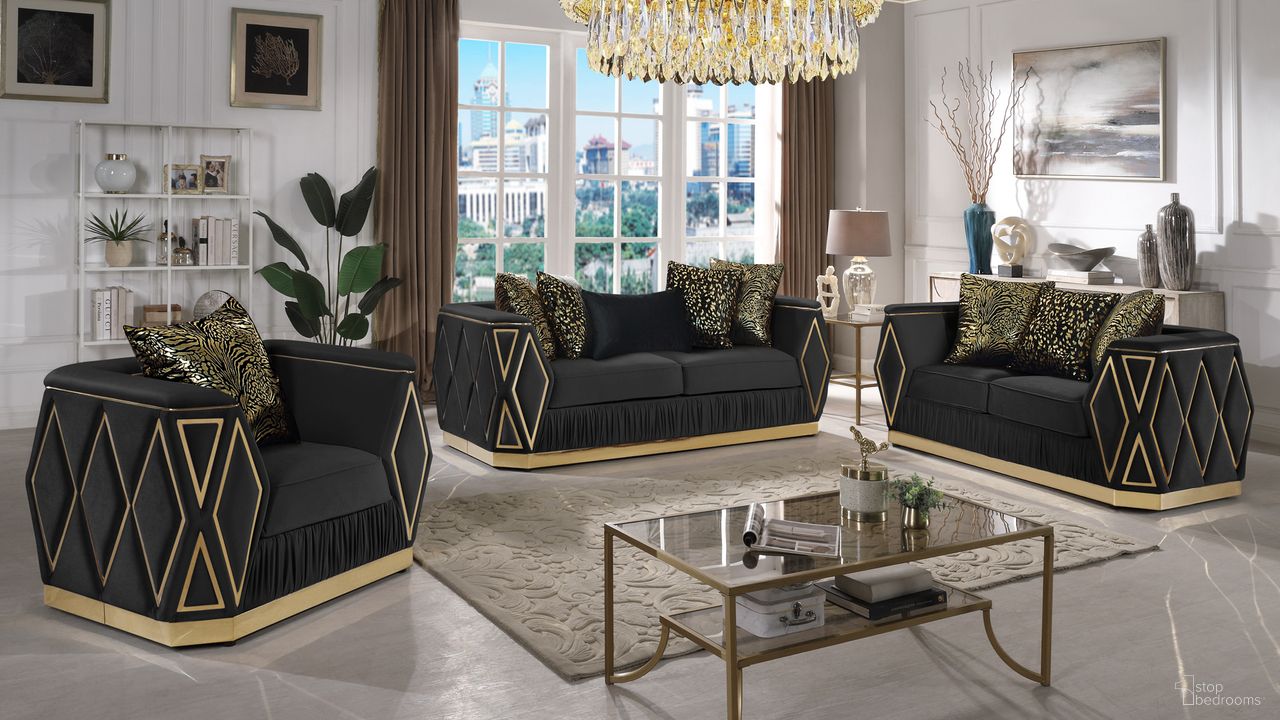 Cavalli Living Room Set In Black And Gold