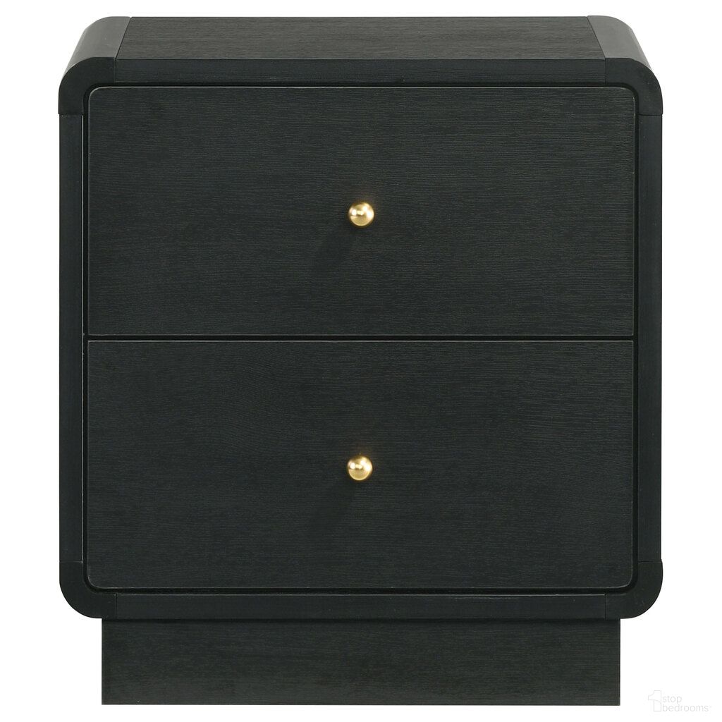 The appearance of Cavelle 2-Drawer Nightstand Bedside Table In Black designed by Coaster in the transitional interior design. This black piece of furniture was selected by 1StopBedrooms from Cavelle Collection to add a touch of cosiness and style into your home. Sku: 223662. Material: MDF.