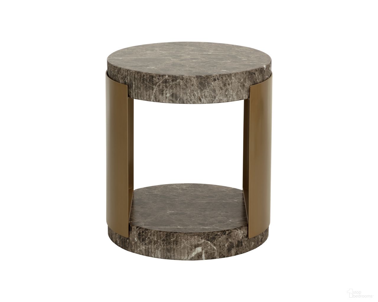 Cavette Marble Look End Table In Dark Emperador