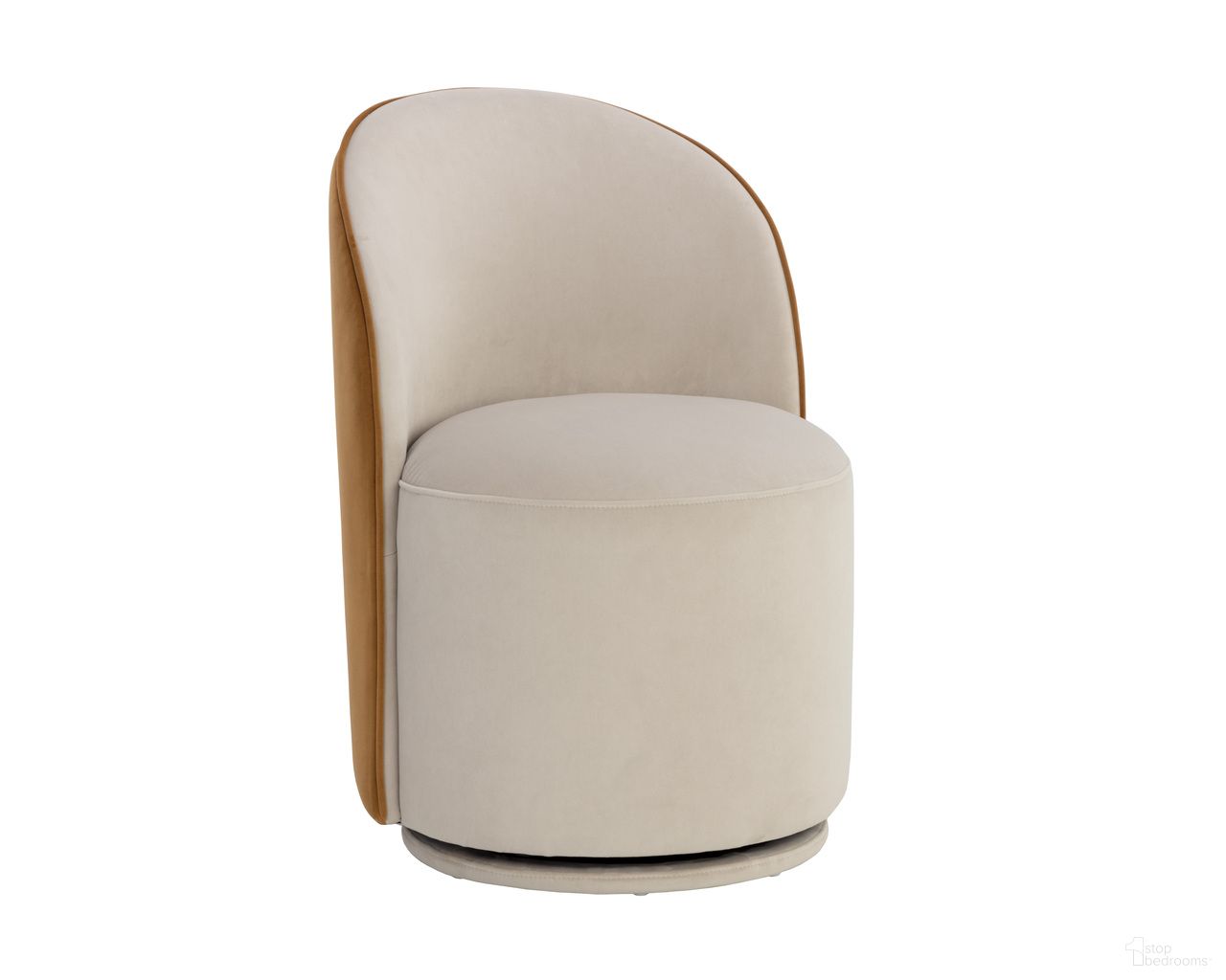 Cavoli Swivel Dining Chair In Meg Taupe and Meg Gold