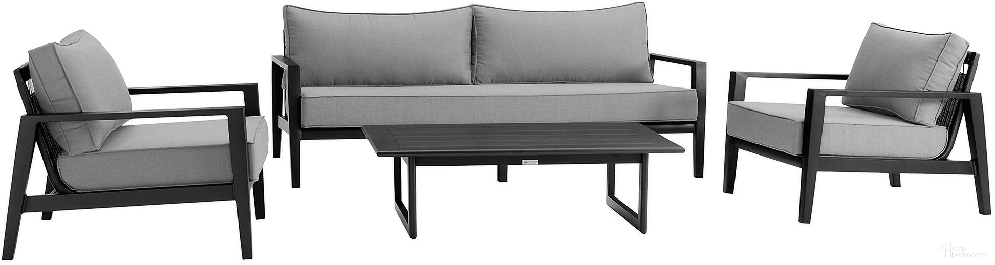Cayman 4 Piece Aluminum Outdoor Seating Set In Dark Gray