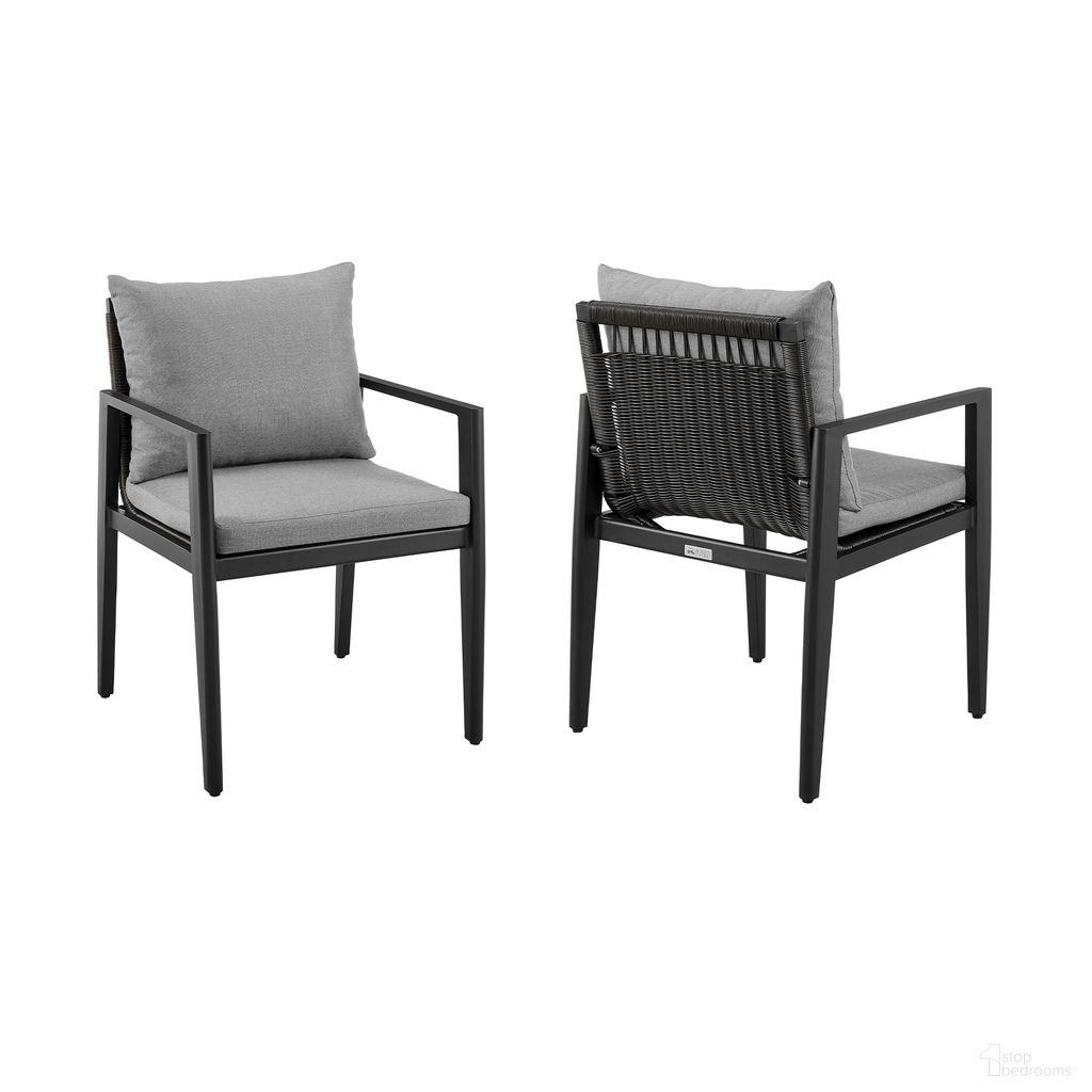 The appearance of Cayman Outdoor Patio Arm Chairs Set of 2 In Dark Gray designed by Armen Living in the modern / contemporary interior design. This dark gray piece of furniture was selected by 1StopBedrooms from Cayman Collection to add a touch of cosiness and style into your home. Sku: LCCCCHBL. Material: Aluminum.