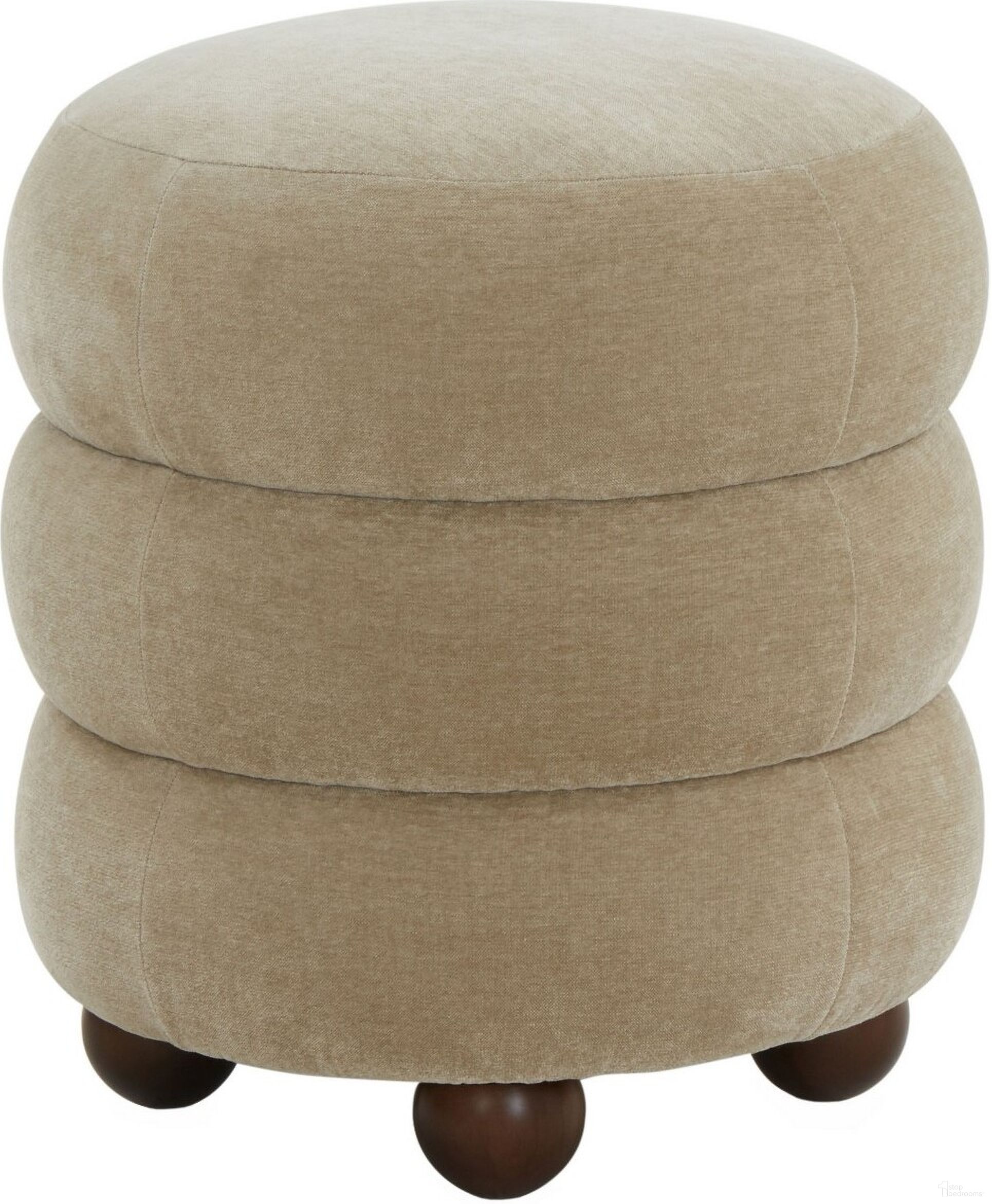 The appearance of Cecelia Round Ottoman In Walnut and Light Brown designed by Safavieh Couture in the modern / contemporary interior design. This walnut and light brown piece of furniture was selected by 1StopBedrooms from Cecelia Collection to add a touch of cosiness and style into your home. Sku: SFV5133A. Material: Wood.