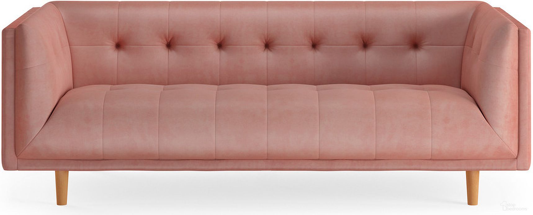 The appearance of Cecily Sofa In Blush Pink designed by Aeon in the modern / contemporary interior design. This blush pink piece of furniture was selected by 1StopBedrooms from to add a touch of cosiness and style into your home. Sku: AETH73-Blush. Material: Wood.