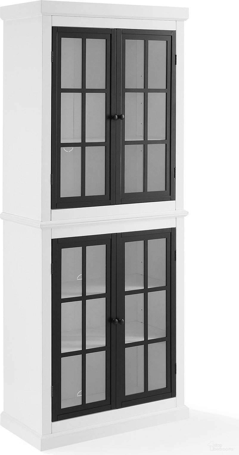 Cecily Tall Kitchen Storage Pantry In White and Matte Black